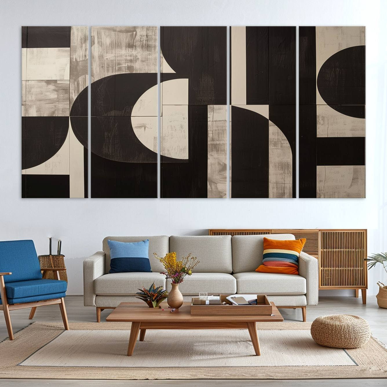 63644-MGV-CV-36X24-Abstract Brown Wabi Sabi Canvas Print Set – Minimalist Mid-Century Wall Art Contemporary Artwork for Home, Office