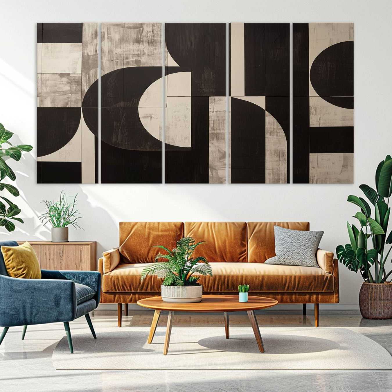 63644-MGV-CV-36X24-Abstract Brown Wabi Sabi Canvas Print Set – Minimalist Mid-Century Wall Art Contemporary Artwork for Home, Office