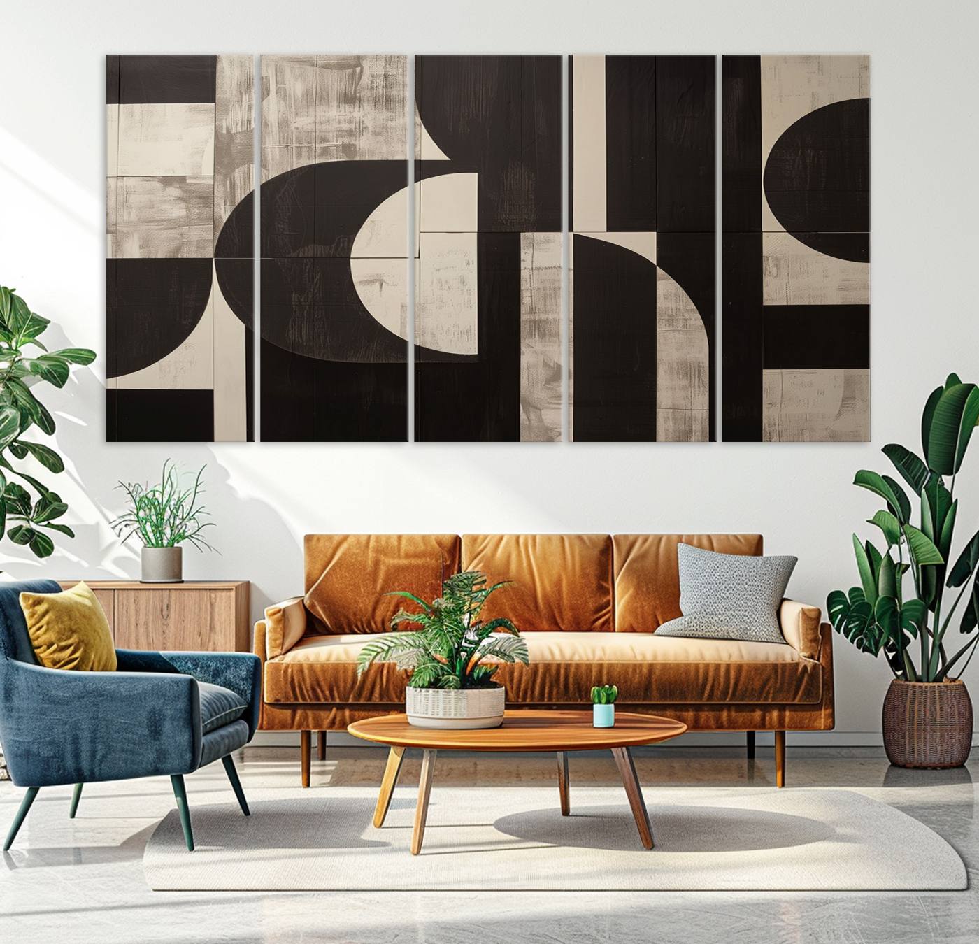 63644-MGV-CV-36X24-Abstract Brown Wabi Sabi Canvas Print Set – Minimalist Mid-Century Wall Art Contemporary Artwork for Home, Office