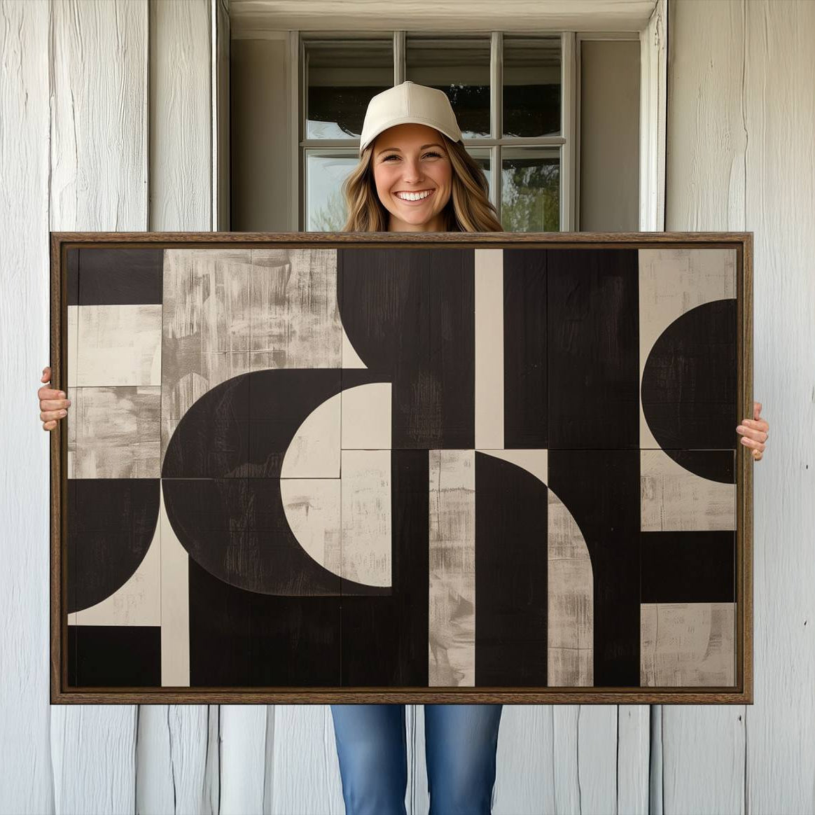 63644-MGV-CV-36X24-Abstract Brown Wabi Sabi Canvas Print Set – Minimalist Mid-Century Wall Art Contemporary Artwork for Home, Office