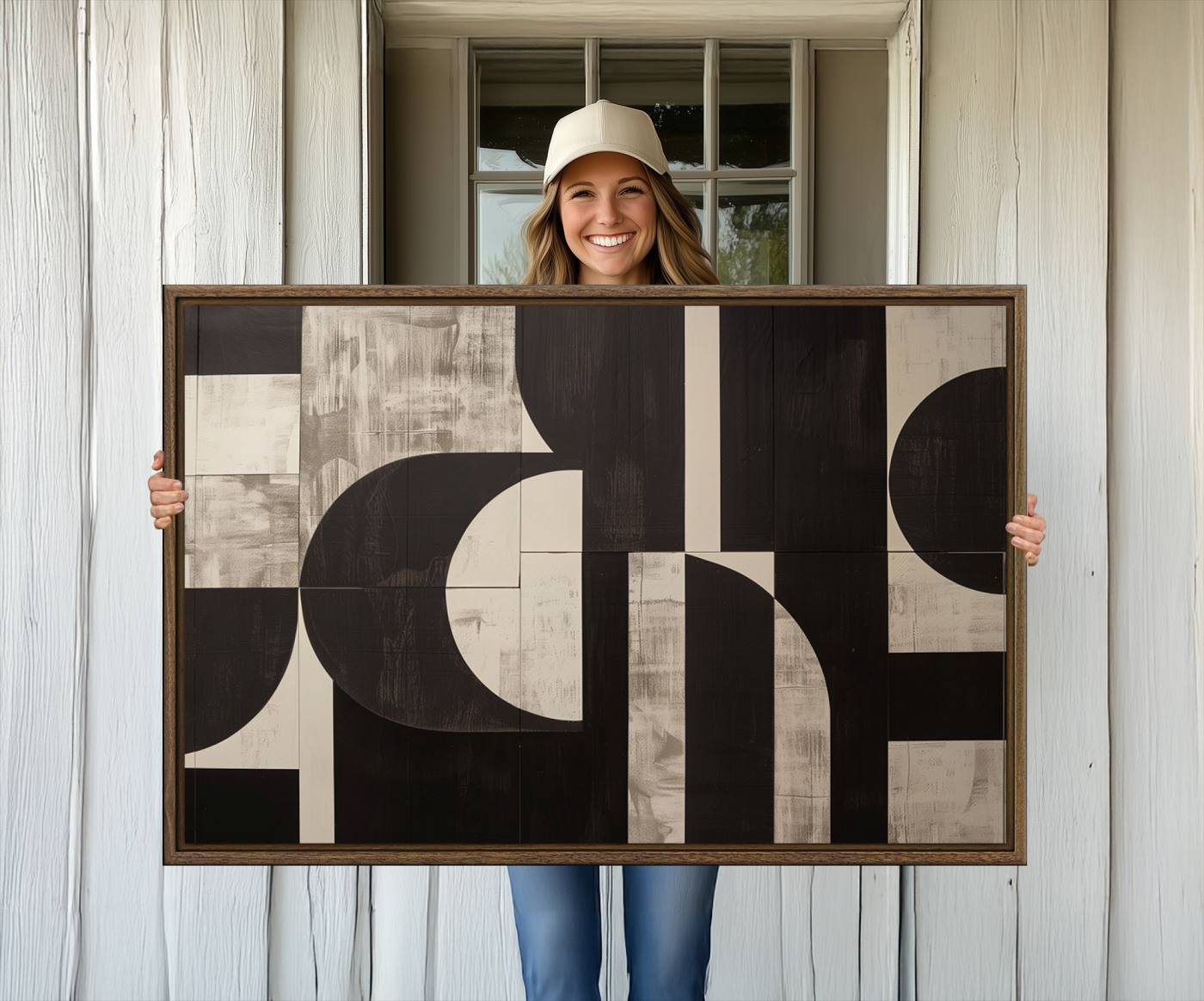 63644-MGV-CV-36X24-Abstract Brown Wabi Sabi Canvas Print Set – Minimalist Mid-Century Wall Art Contemporary Artwork for Home, Office