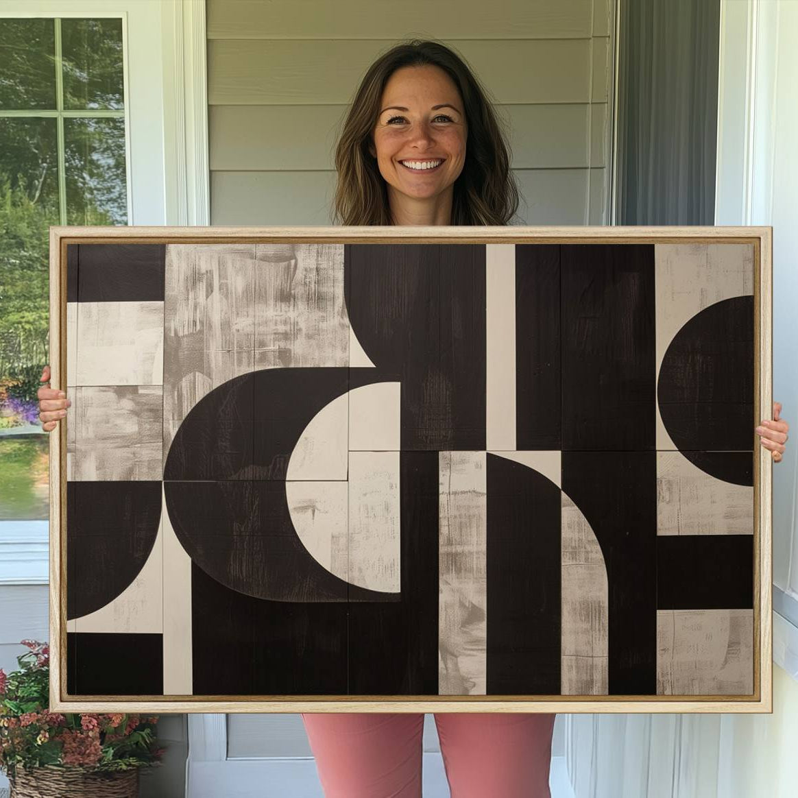 63644-MGV-CV-36X24-Abstract Brown Wabi Sabi Canvas Print Set – Minimalist Mid-Century Wall Art Contemporary Artwork for Home, Office