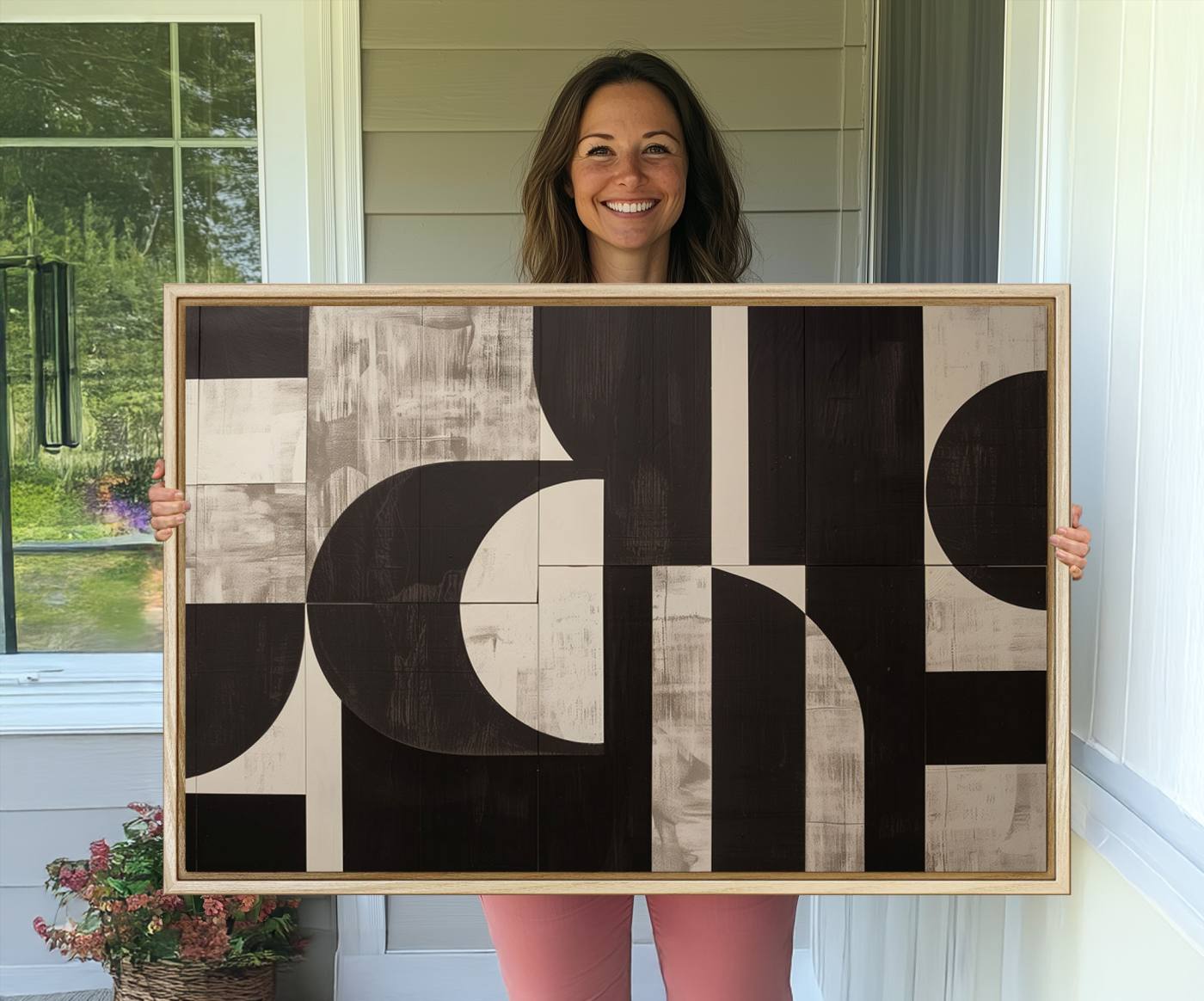 63644-MGV-CV-36X24-Abstract Brown Wabi Sabi Canvas Print Set – Minimalist Mid-Century Wall Art Contemporary Artwork for Home, Office