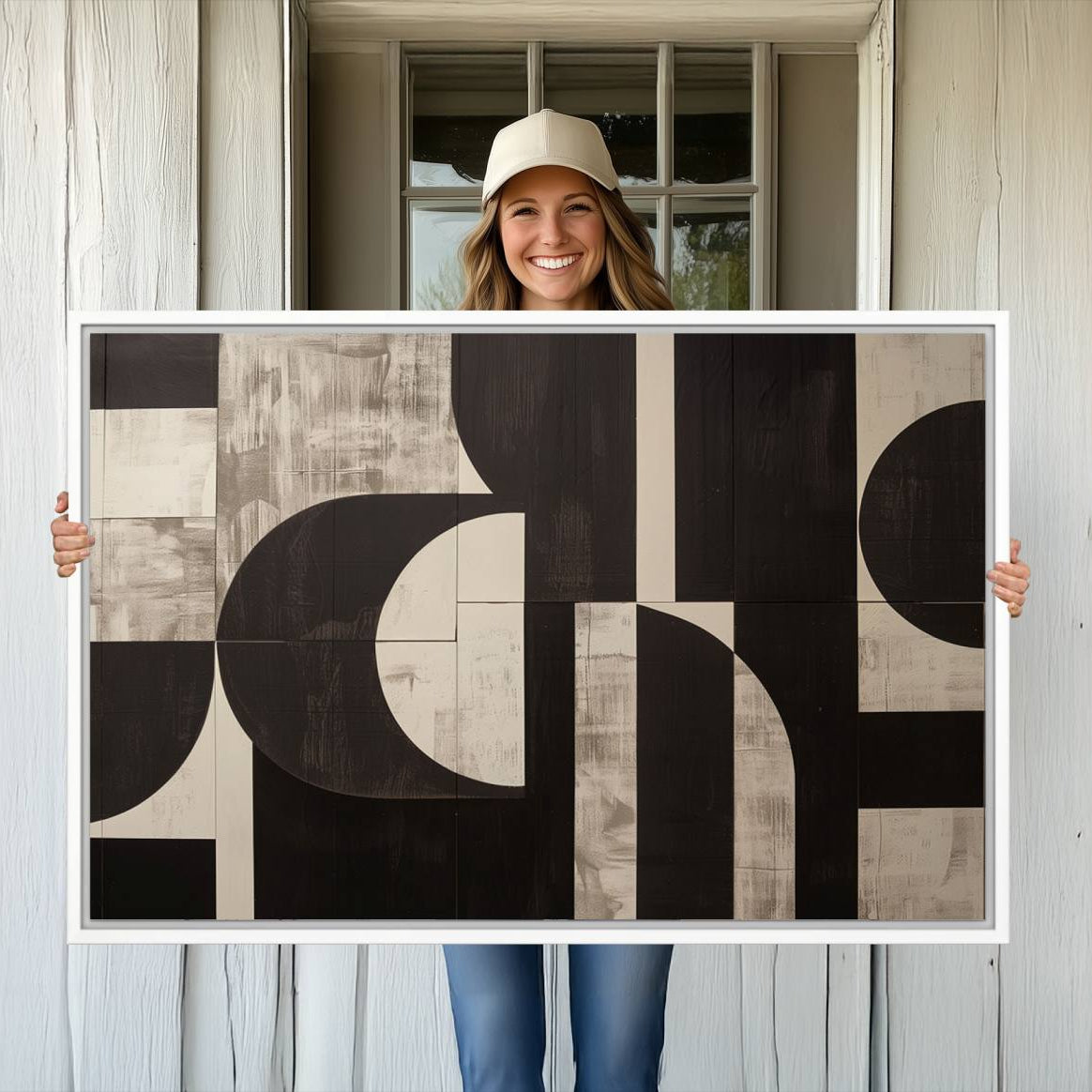 63644-MGV-CV-36X24-Abstract Brown Wabi Sabi Canvas Print Set – Minimalist Mid-Century Wall Art Contemporary Artwork for Home, Office