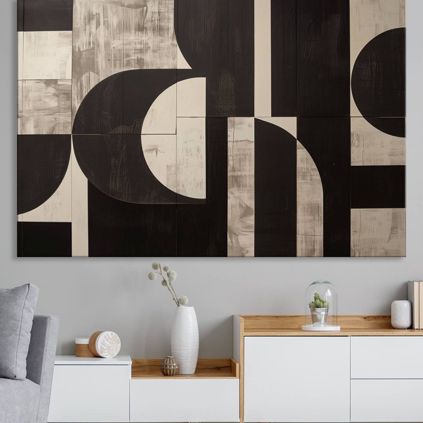 63644-MGV-CV-36X24-Abstract Brown Wabi Sabi Canvas Print Set – Minimalist Mid-Century Wall Art Contemporary Artwork for Home, Office