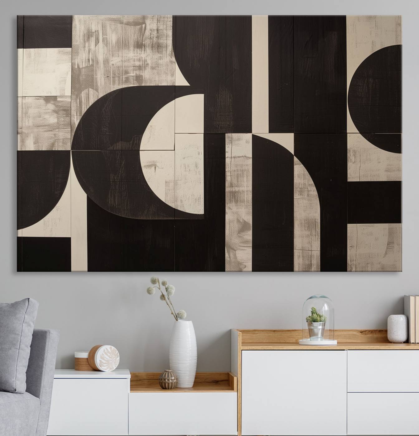 63644-MGV-CV-36X24-Abstract Brown Wabi Sabi Canvas Print Set – Minimalist Mid-Century Wall Art Contemporary Artwork for Home, Office