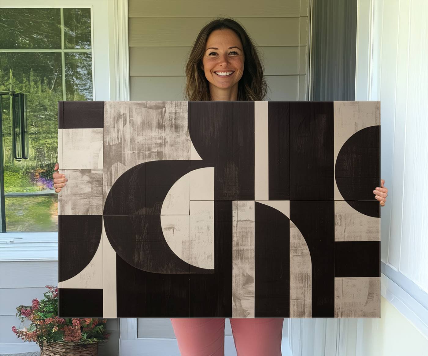 63644-MGV-CV-36X24-Abstract Brown Wabi Sabi Canvas Print Set – Minimalist Mid-Century Wall Art Contemporary Artwork for Home, Office