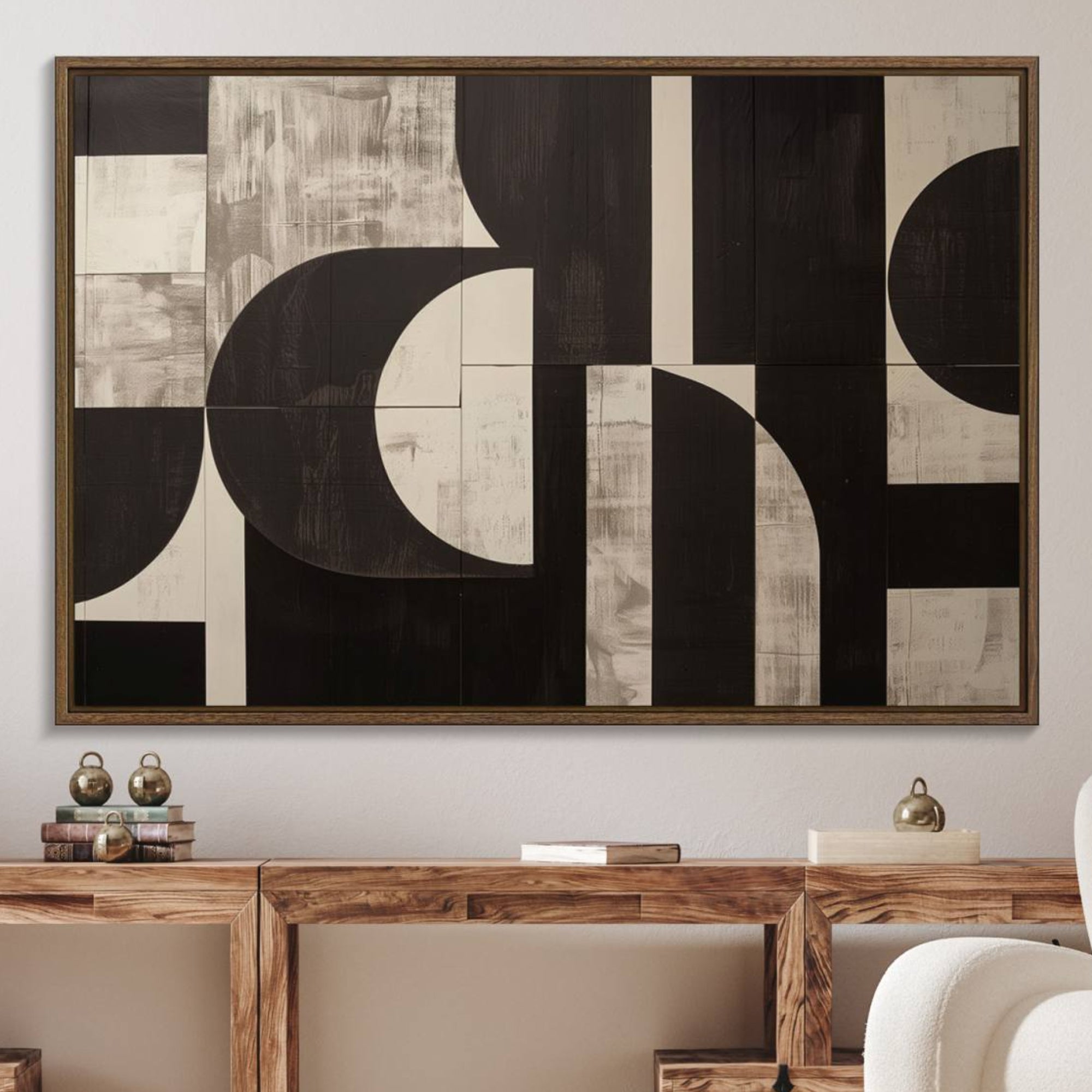 63644-MGV-FC-36X24_Walnut-Abstract Brown Wabi Sabi Canvas Print Set – Minimalist Mid-Century Wall Art Contemporary Artwork for Home, Office