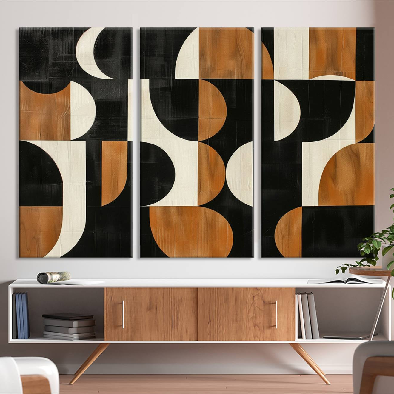 95169-MGV-CV-36X24-Abstract Geometric Wabi Sabi Wall Art Canvas Print Set – Minimalist Mid-Century Contemporary Artwork for Home, Office