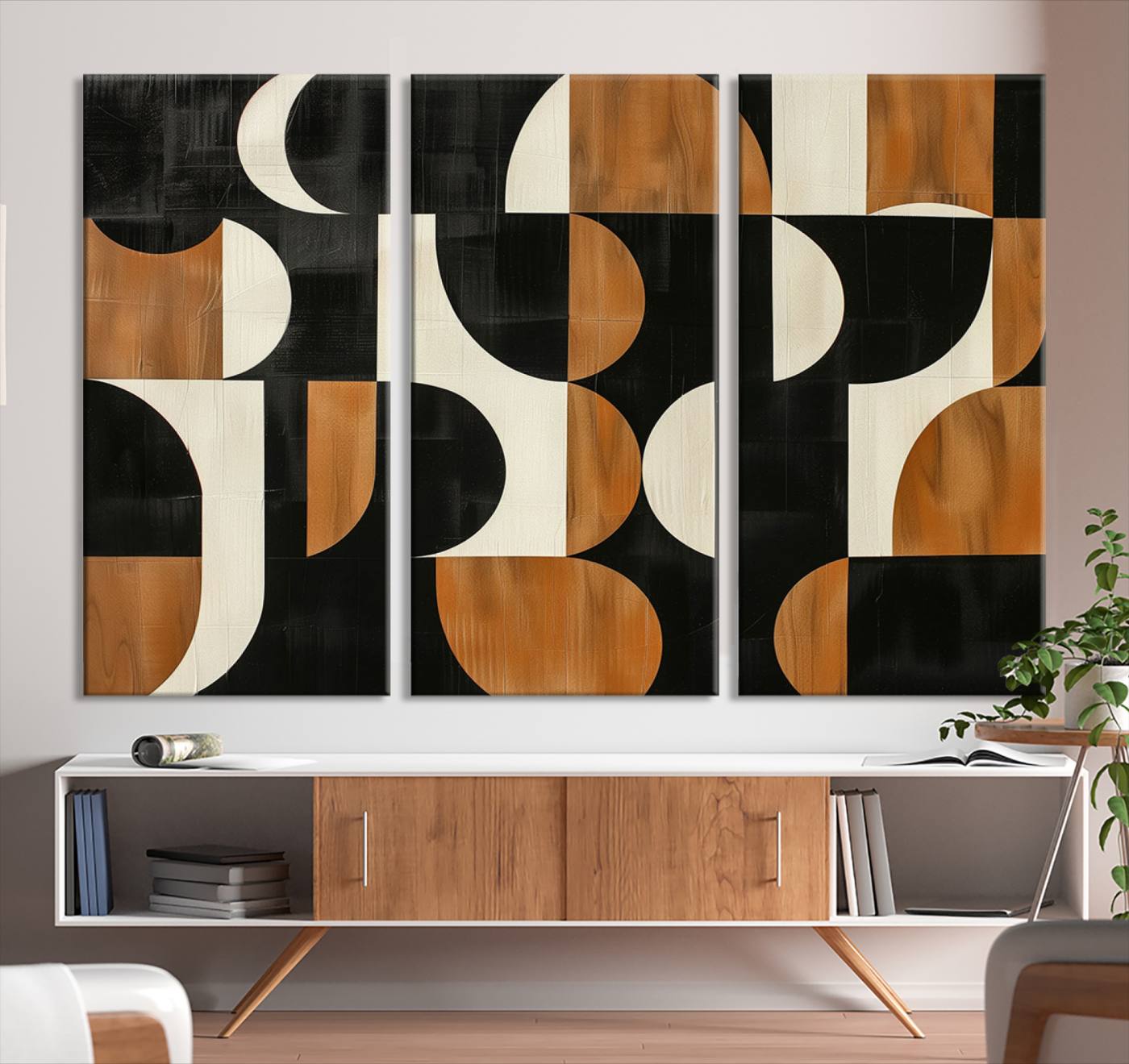 95169-MGV-CV-36X24-Abstract Geometric Wabi Sabi Wall Art Canvas Print Set – Minimalist Mid-Century Contemporary Artwork for Home, Office