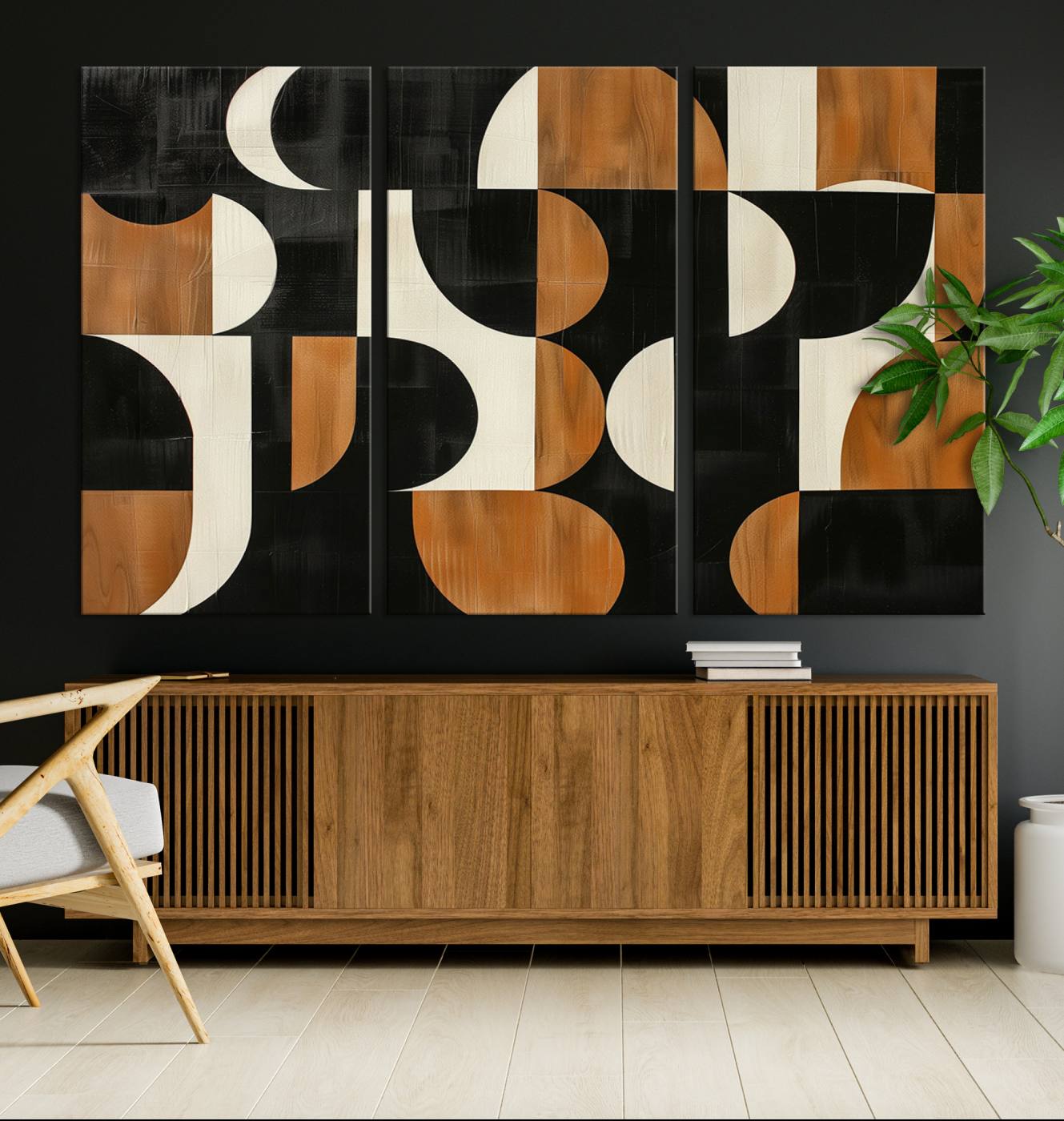 95169-MGV-CV-36X24-Abstract Geometric Wabi Sabi Wall Art Canvas Print Set – Minimalist Mid-Century Contemporary Artwork for Home, Office