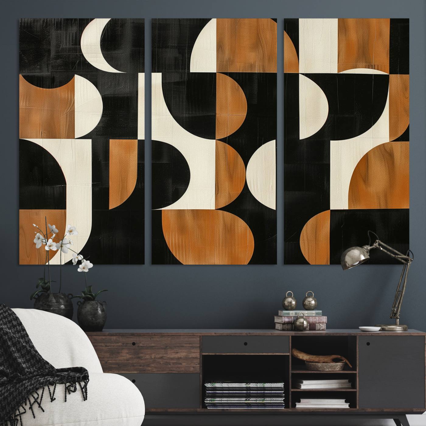 95169-MGV-CV-36X24-Abstract Geometric Wabi Sabi Wall Art Canvas Print Set – Minimalist Mid-Century Contemporary Artwork for Home, Office