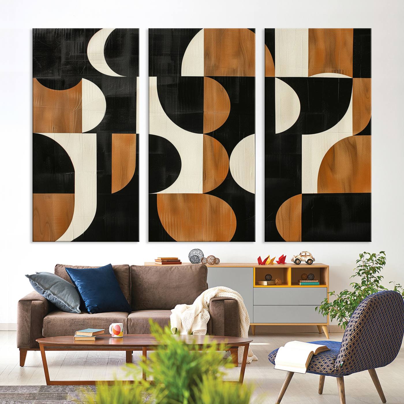 95169-MGV-CV-36X24-Abstract Geometric Wabi Sabi Wall Art Canvas Print Set – Minimalist Mid-Century Contemporary Artwork for Home, Office