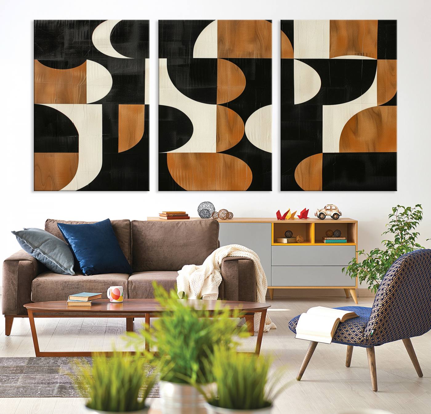 95169-MGV-CV-36X24-Abstract Geometric Wabi Sabi Wall Art Canvas Print Set – Minimalist Mid-Century Contemporary Artwork for Home, Office