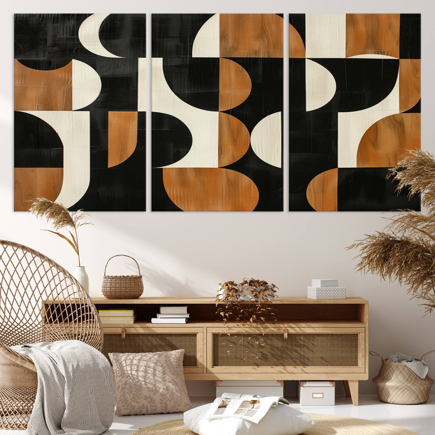 95169-MGV-CV-36X24-Abstract Geometric Wabi Sabi Wall Art Canvas Print Set – Minimalist Mid-Century Contemporary Artwork for Home, Office