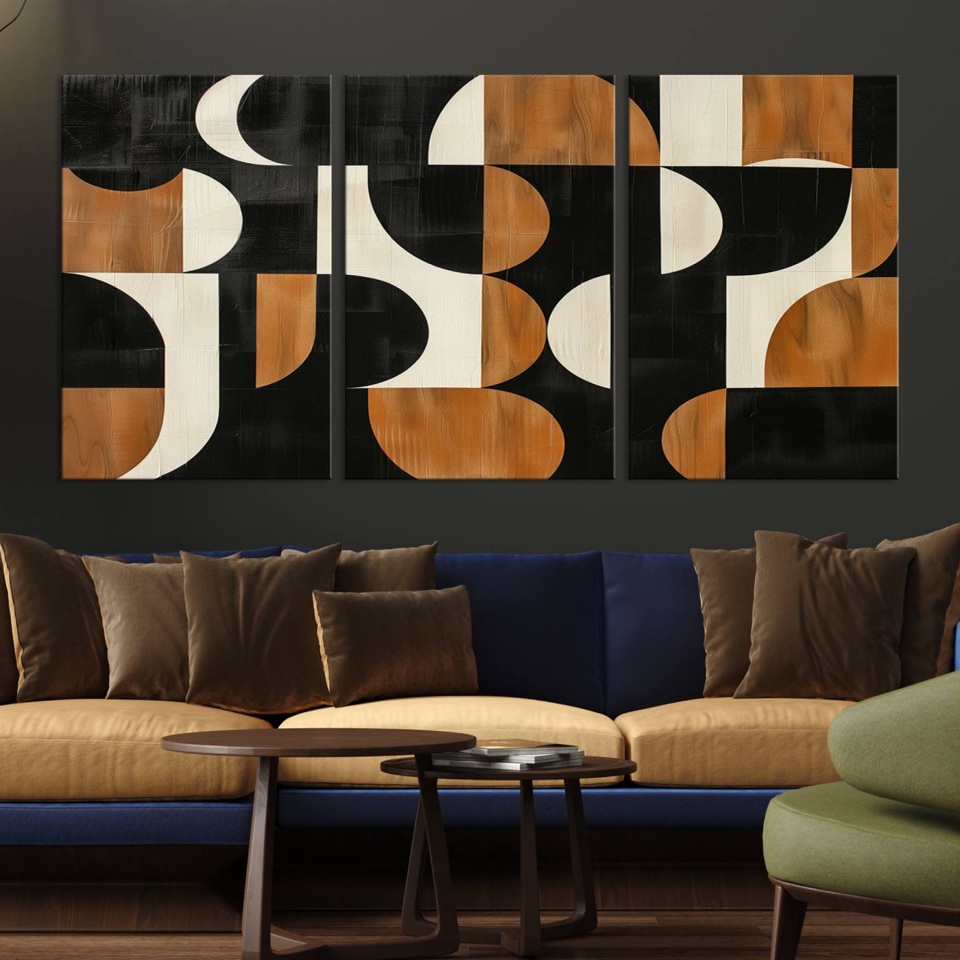 95169-MGV-CV-36X24-Abstract Geometric Wabi Sabi Wall Art Canvas Print Set – Minimalist Mid-Century Contemporary Artwork for Home, Office