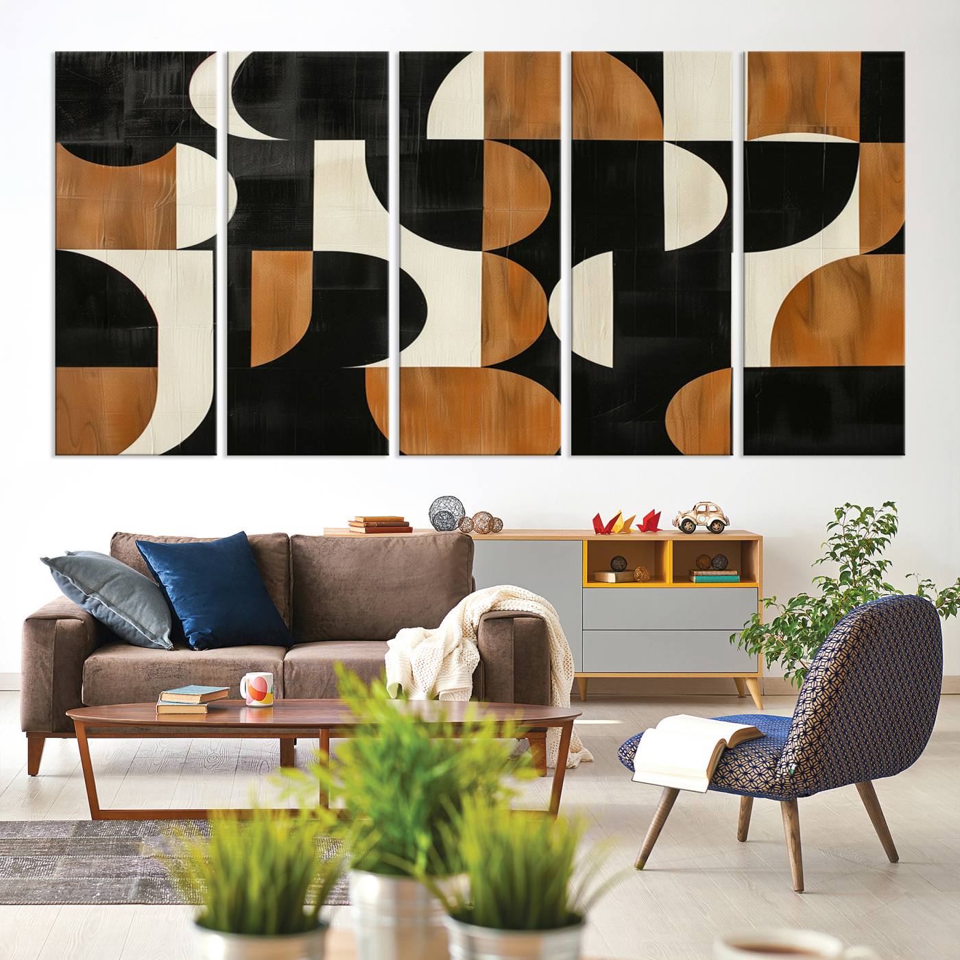 95169-MGV-CV-36X24-Abstract Geometric Wabi Sabi Wall Art Canvas Print Set – Minimalist Mid-Century Contemporary Artwork for Home, Office