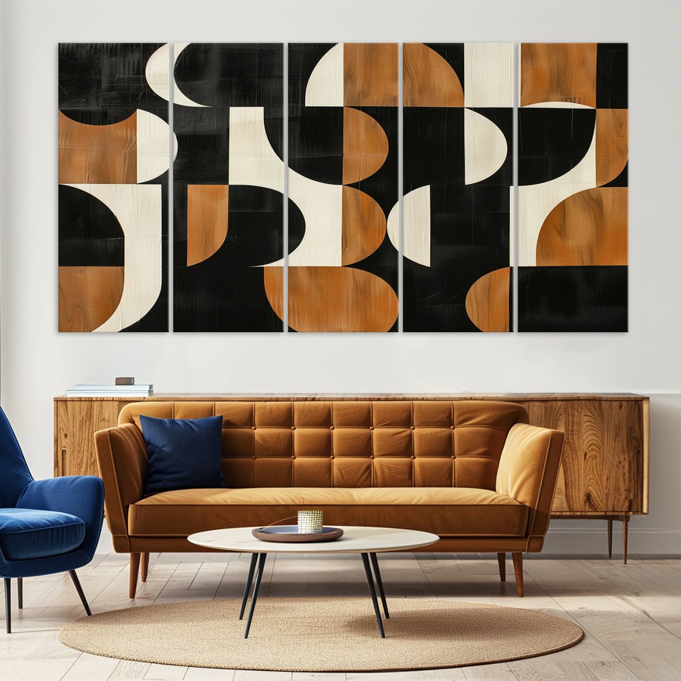 95169-MGV-CV-36X24-Abstract Geometric Wabi Sabi Wall Art Canvas Print Set – Minimalist Mid-Century Contemporary Artwork for Home, Office