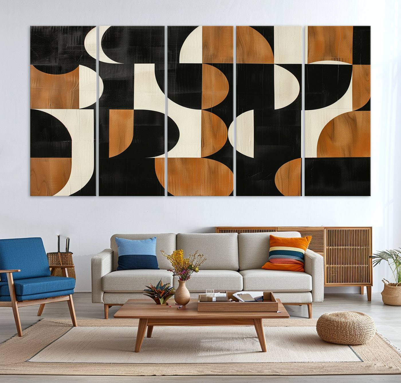 95169-MGV-CV-36X24-Abstract Geometric Wabi Sabi Wall Art Canvas Print Set – Minimalist Mid-Century Contemporary Artwork for Home, Office