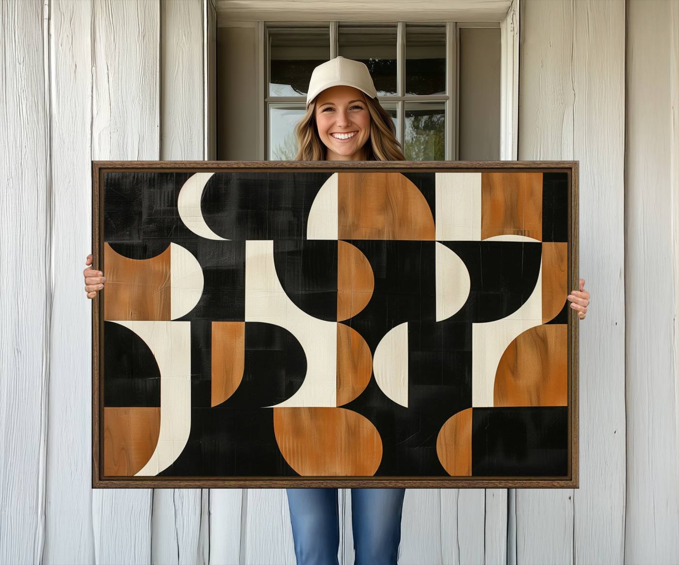 95169-MGV-CV-36X24-Abstract Geometric Wabi Sabi Wall Art Canvas Print Set – Minimalist Mid-Century Contemporary Artwork for Home, Office