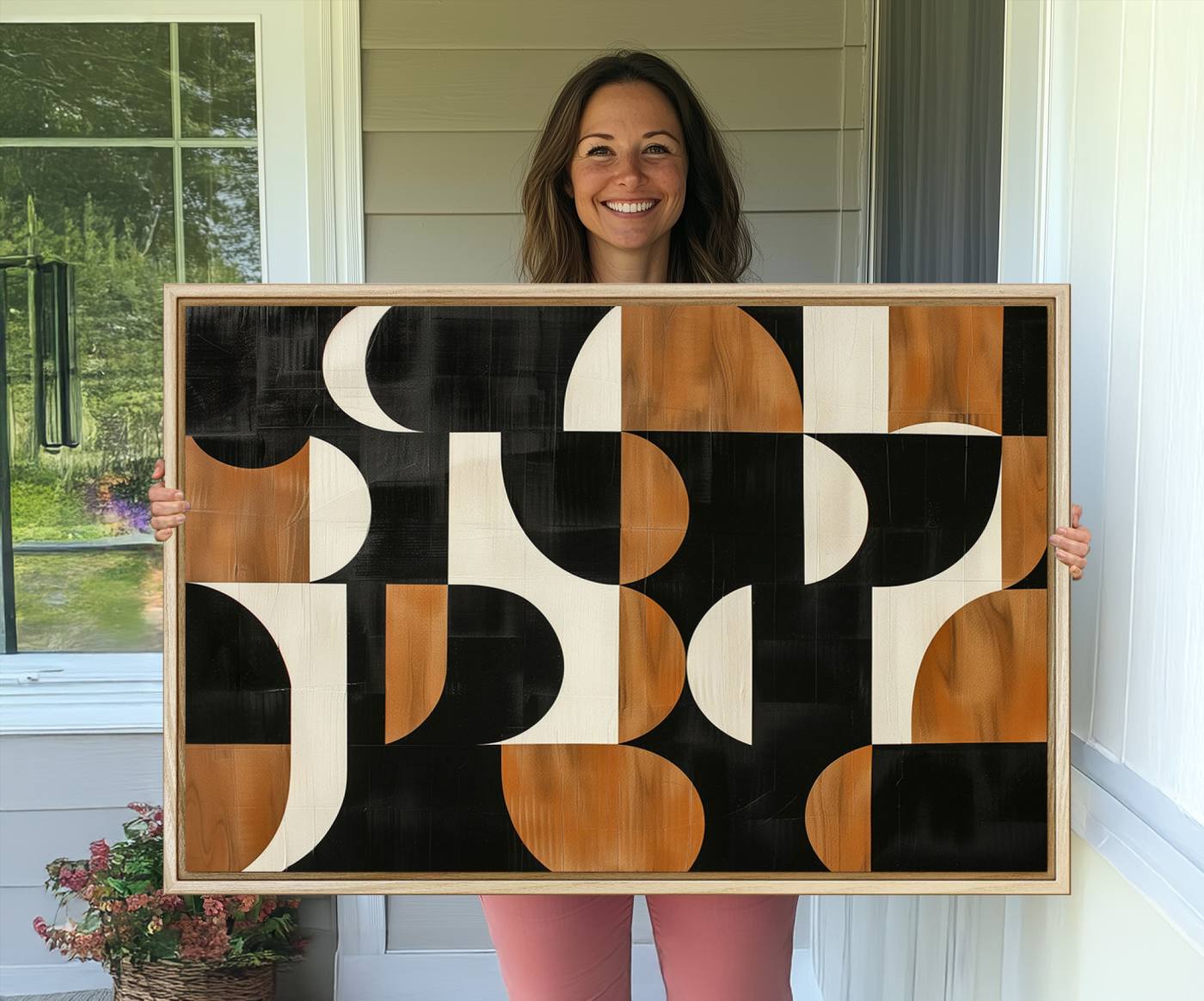 95169-MGV-CV-36X24-Abstract Geometric Wabi Sabi Wall Art Canvas Print Set – Minimalist Mid-Century Contemporary Artwork for Home, Office