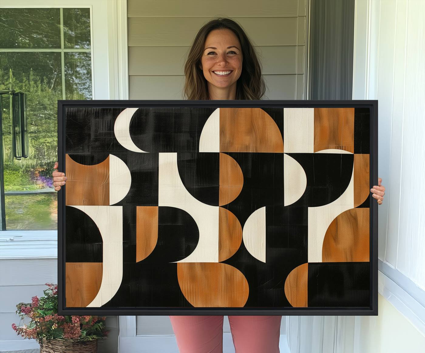 95169-MGV-CV-36X24-Abstract Geometric Wabi Sabi Wall Art Canvas Print Set – Minimalist Mid-Century Contemporary Artwork for Home, Office