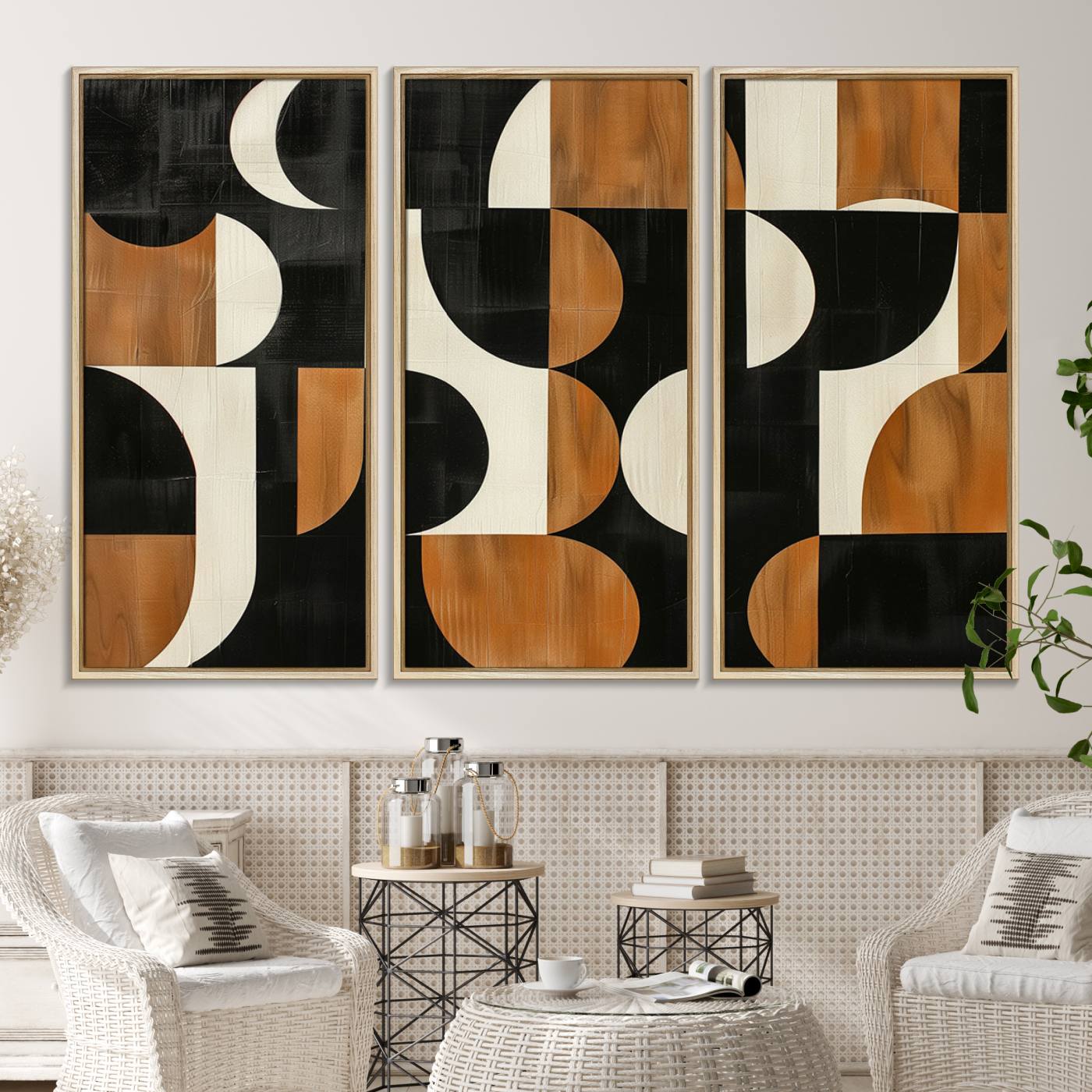 95169-MGV-CV-36X24-Abstract Geometric Wabi Sabi Wall Art Canvas Print Set – Minimalist Mid-Century Contemporary Artwork for Home, Office