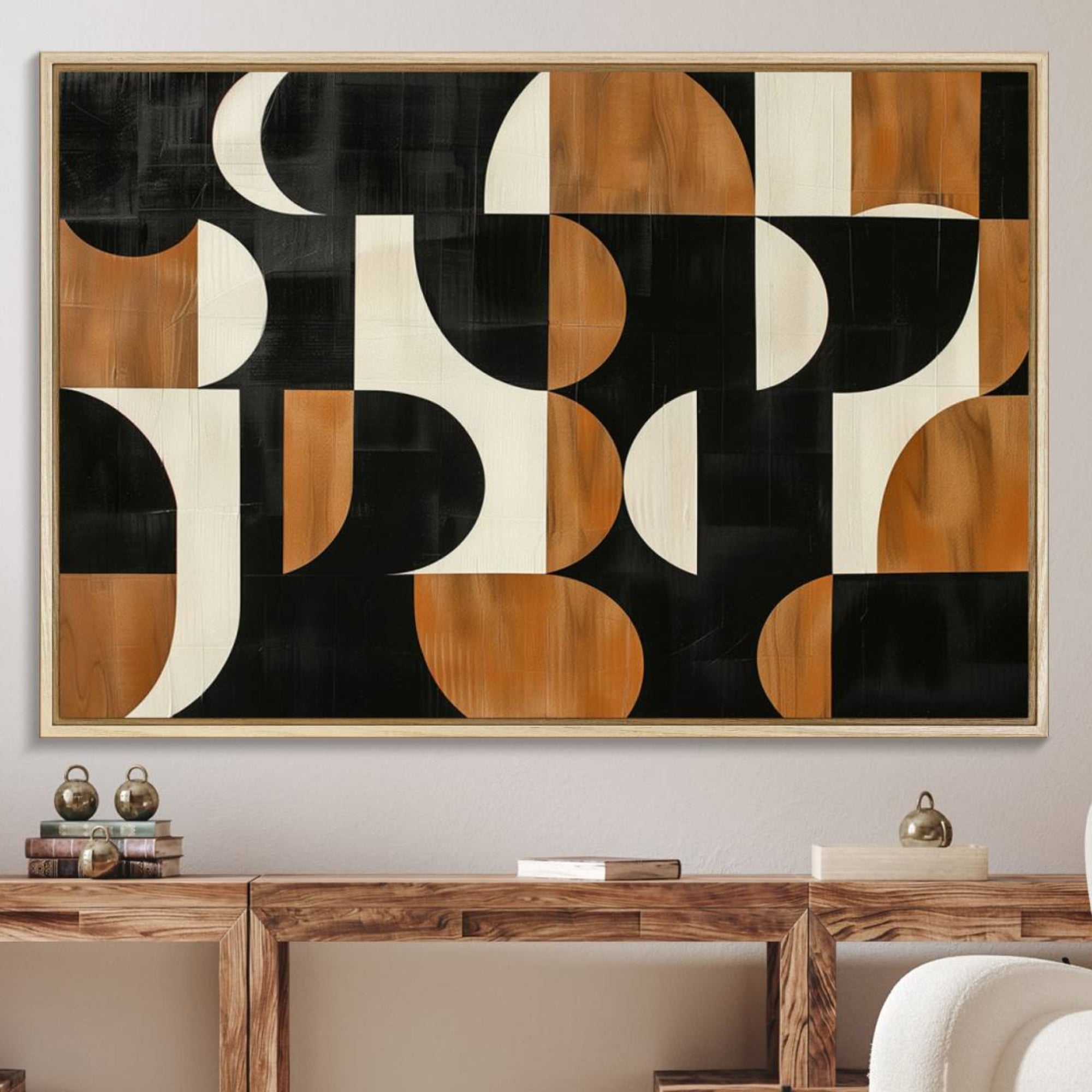 95169-MGV-FC-36X24_Natural-Abstract Geometric Wabi Sabi Wall Art Canvas Print Set – Minimalist Mid-Century Contemporary Artwork for Home, Office