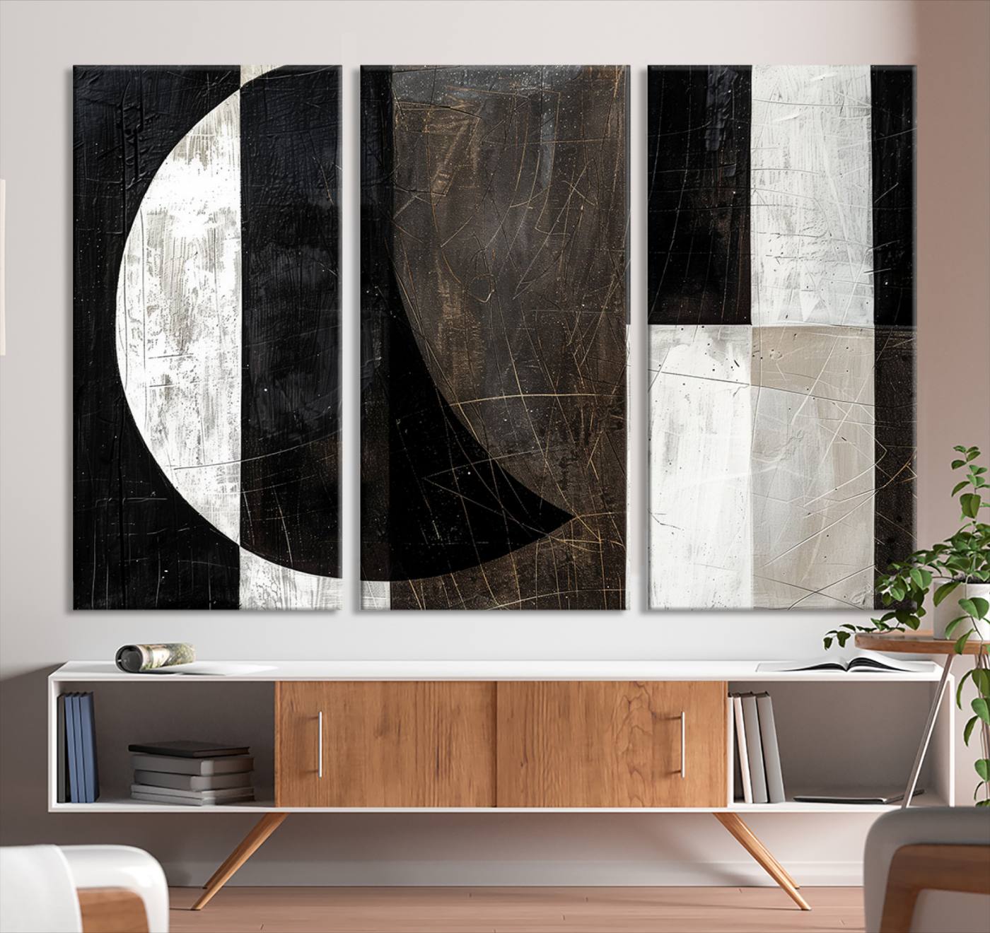 47880-MGV-CV-36X24-Abstract Modern Wabi Sabi Wall Art Canvas Print Set – Minimalist Mid-Century Contemporary Artwork for Home, Office