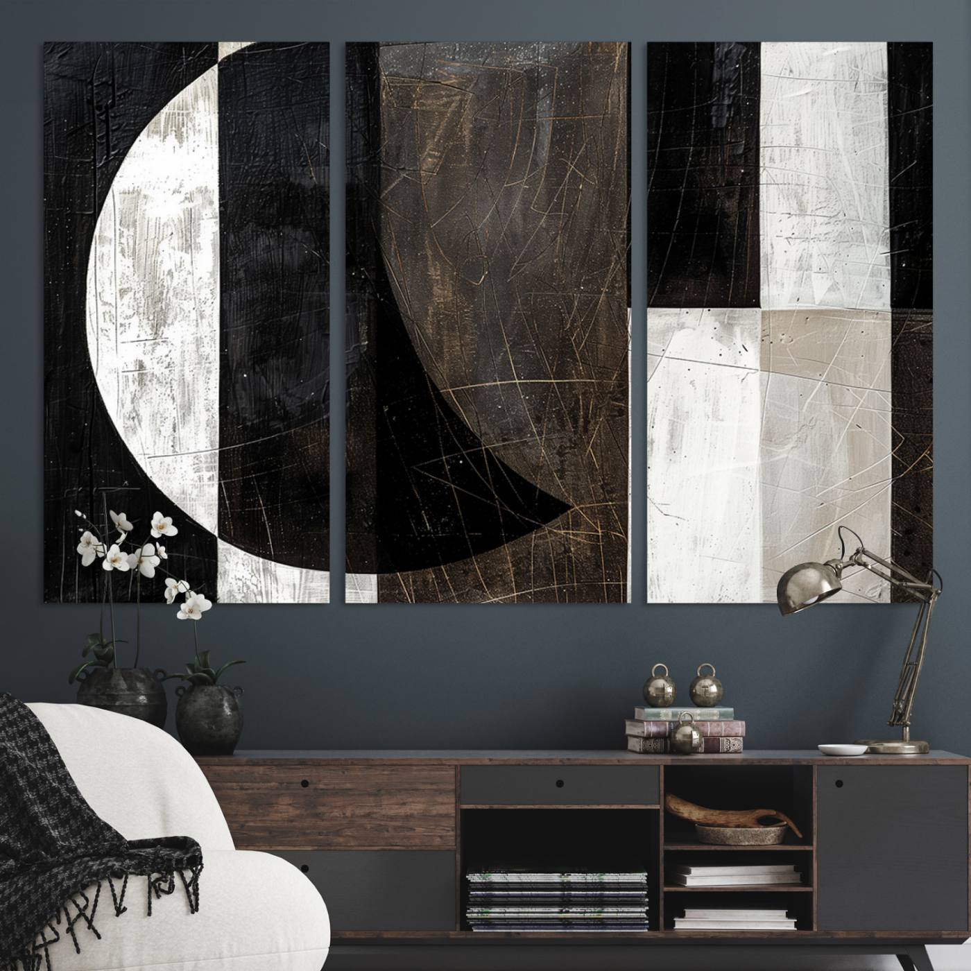 47880-MGV-CV-36X24-Abstract Modern Wabi Sabi Wall Art Canvas Print Set – Minimalist Mid-Century Contemporary Artwork for Home, Office