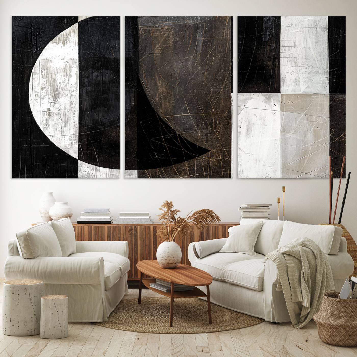 47880-MGV-CV-36X24-Abstract Modern Wabi Sabi Wall Art Canvas Print Set – Minimalist Mid-Century Contemporary Artwork for Home, Office