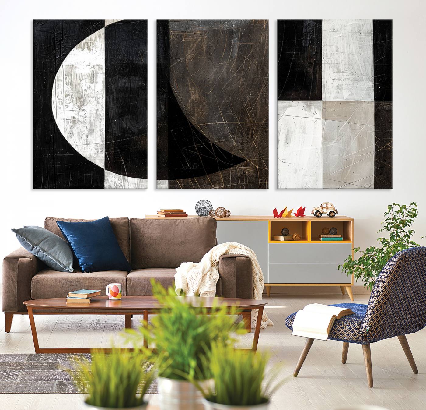 47880-MGV-CV-36X24-Abstract Modern Wabi Sabi Wall Art Canvas Print Set – Minimalist Mid-Century Contemporary Artwork for Home, Office