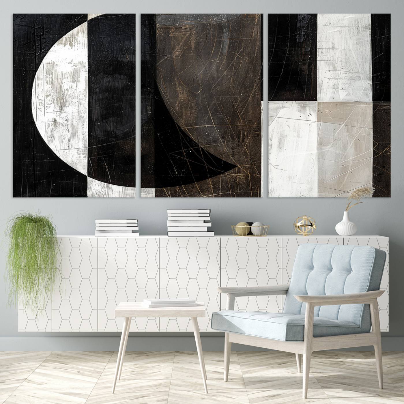47880-MGV-CV-36X24-Abstract Modern Wabi Sabi Wall Art Canvas Print Set – Minimalist Mid-Century Contemporary Artwork for Home, Office
