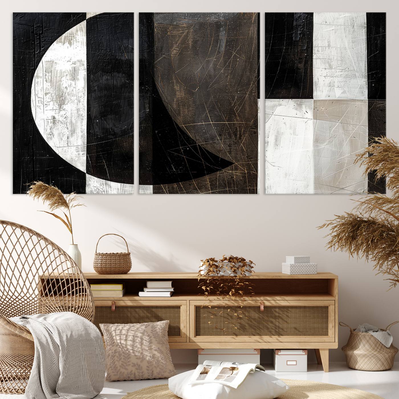 47880-MGV-CV-36X24-Abstract Modern Wabi Sabi Wall Art Canvas Print Set – Minimalist Mid-Century Contemporary Artwork for Home, Office