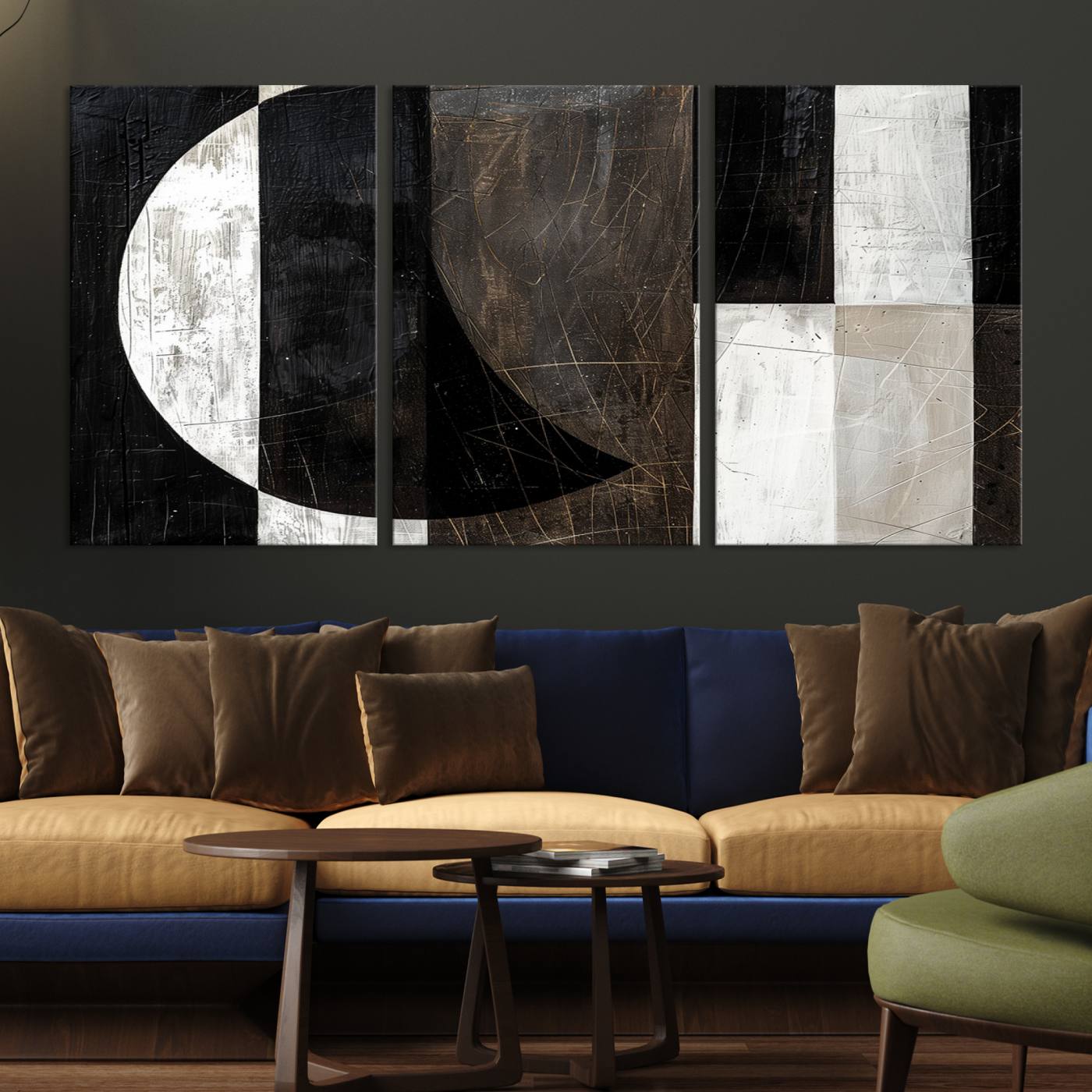 47880-MGV-CV-36X24-Abstract Modern Wabi Sabi Wall Art Canvas Print Set – Minimalist Mid-Century Contemporary Artwork for Home, Office