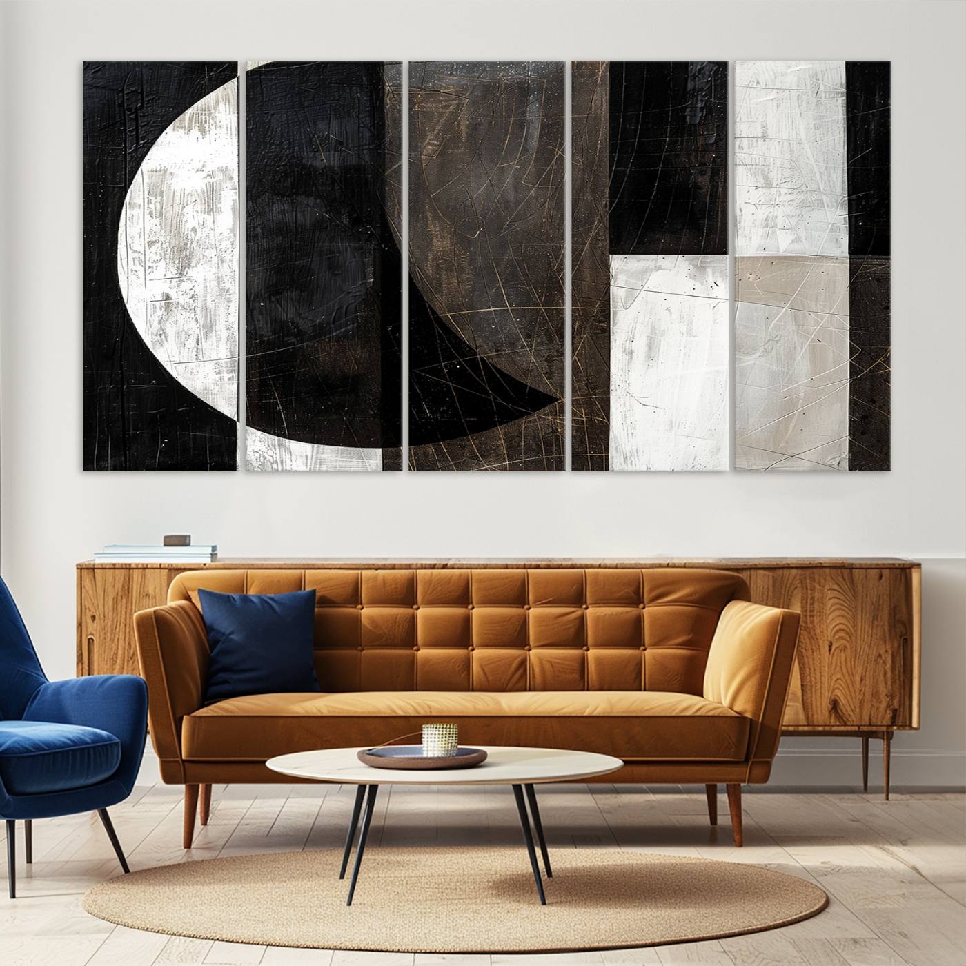 47880-MGV-CV-36X24-Abstract Modern Wabi Sabi Wall Art Canvas Print Set – Minimalist Mid-Century Contemporary Artwork for Home, Office