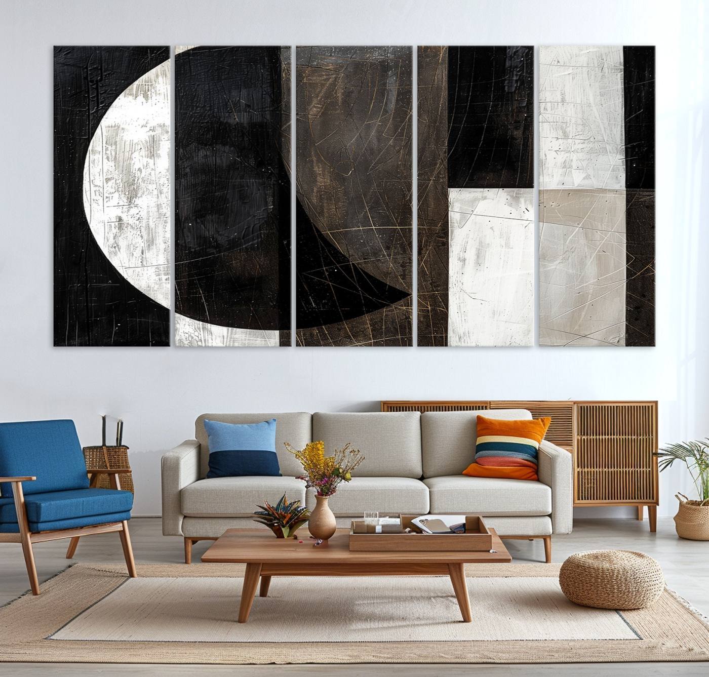 47880-MGV-CV-36X24-Abstract Modern Wabi Sabi Wall Art Canvas Print Set – Minimalist Mid-Century Contemporary Artwork for Home, Office