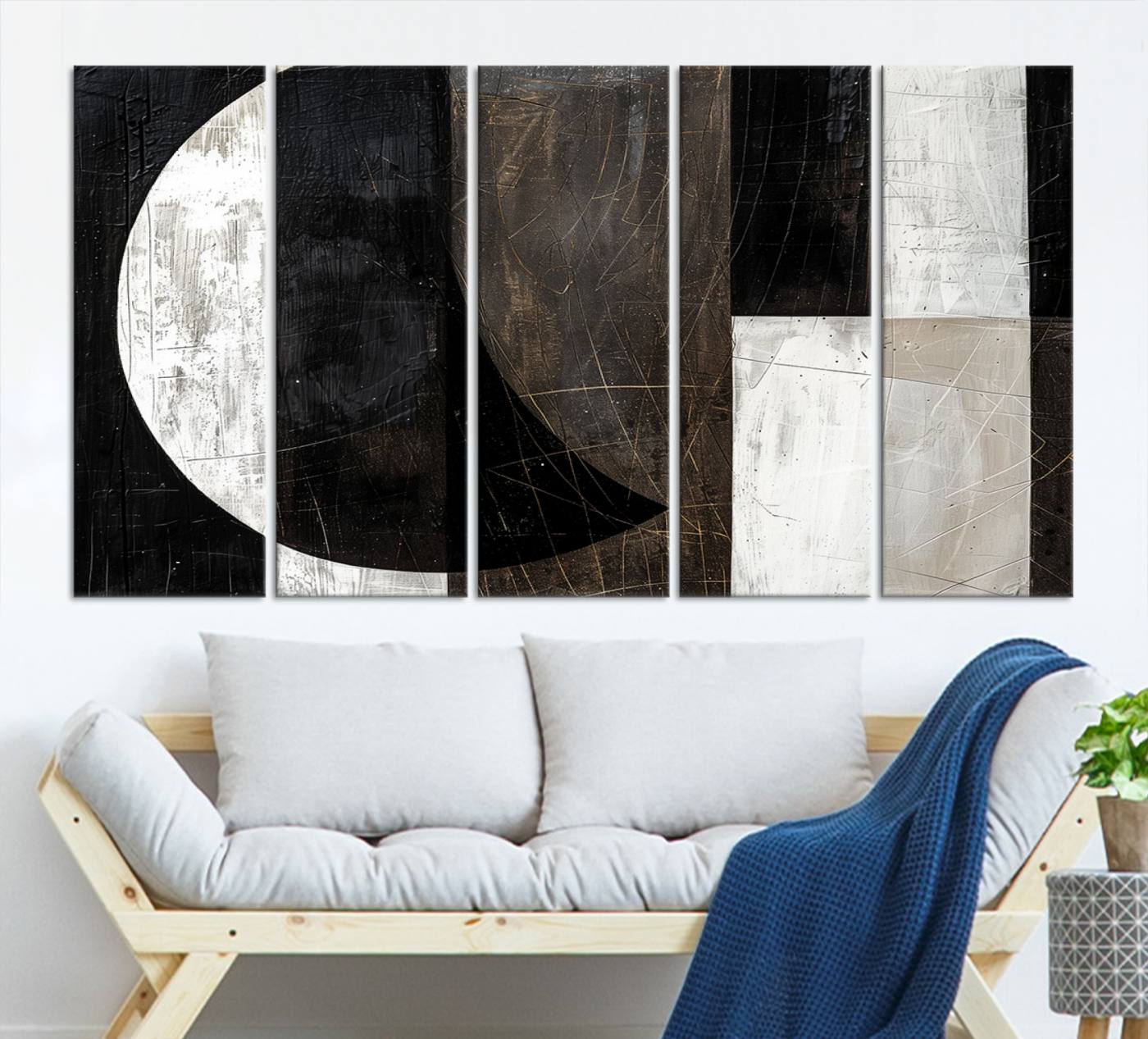 47880-MGV-CV-36X24-Abstract Modern Wabi Sabi Wall Art Canvas Print Set – Minimalist Mid-Century Contemporary Artwork for Home, Office