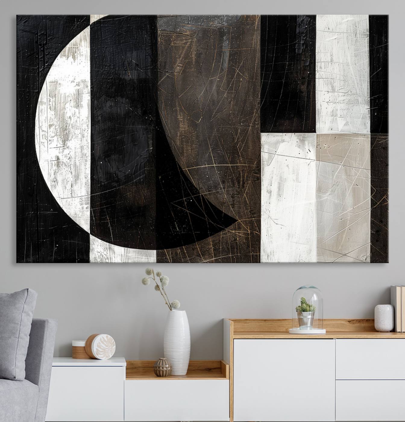 47880-MGV-CV-36X24-Abstract Modern Wabi Sabi Wall Art Canvas Print Set – Minimalist Mid-Century Contemporary Artwork for Home, Office