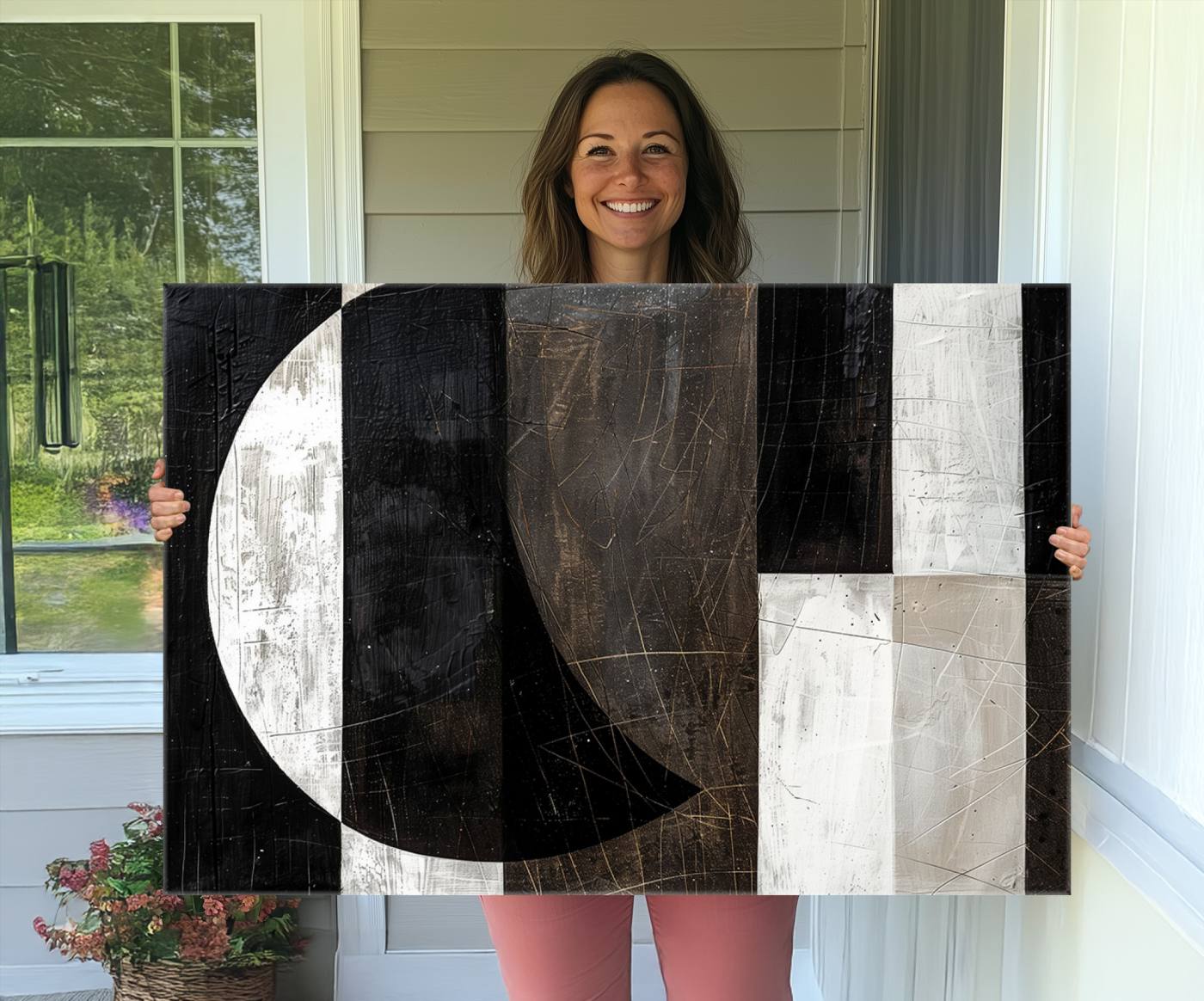 47880-MGV-CV-36X24-Abstract Modern Wabi Sabi Wall Art Canvas Print Set – Minimalist Mid-Century Contemporary Artwork for Home, Office