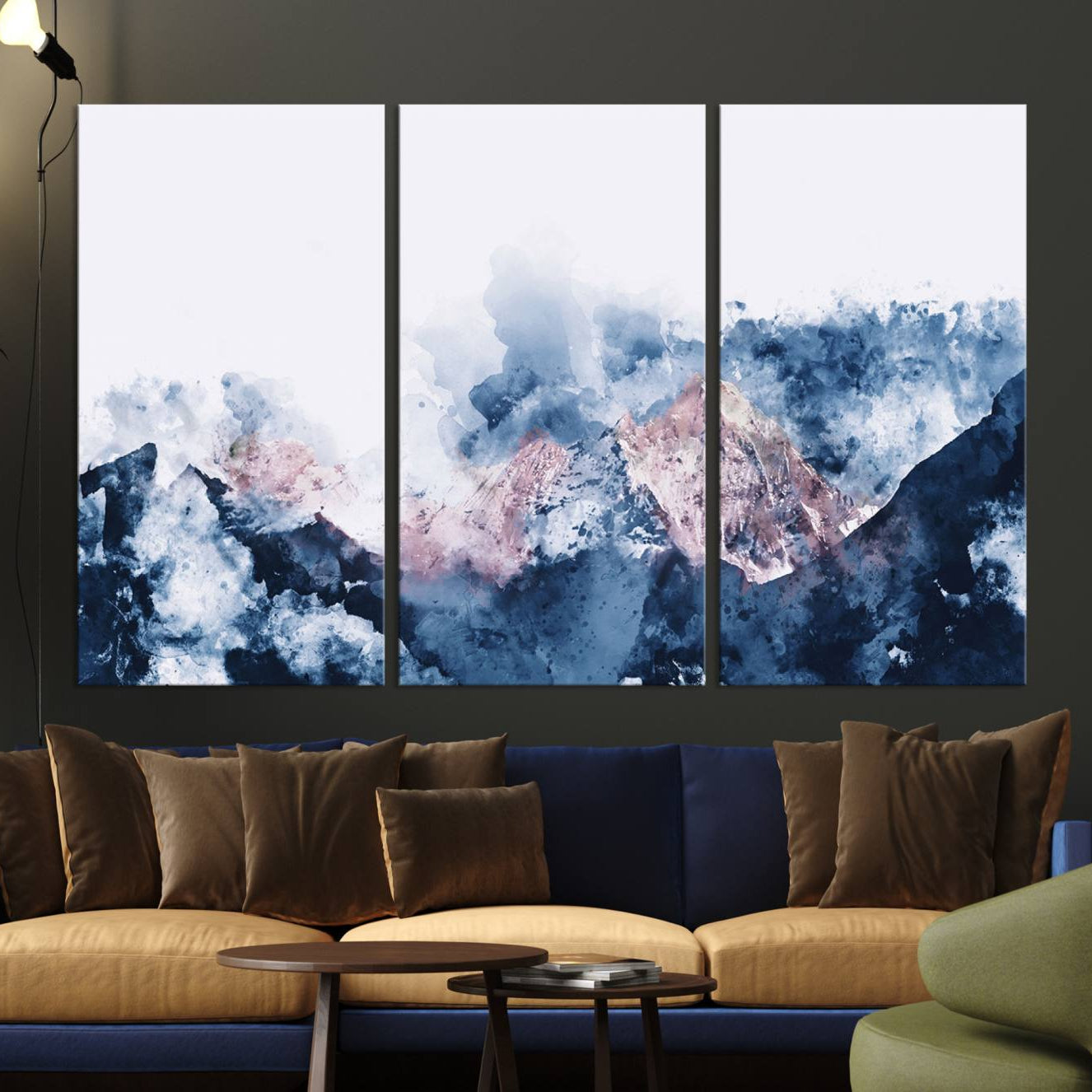 39678-MGV-CV-36X24-Abstract Watercolor Mountain Landscape Art Canvas Print