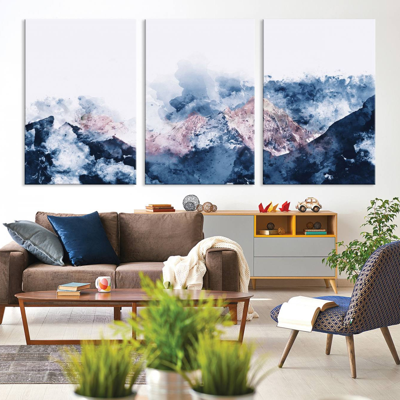 39678-MGV-CV-36X24-Abstract Watercolor Mountain Landscape Art Canvas Print