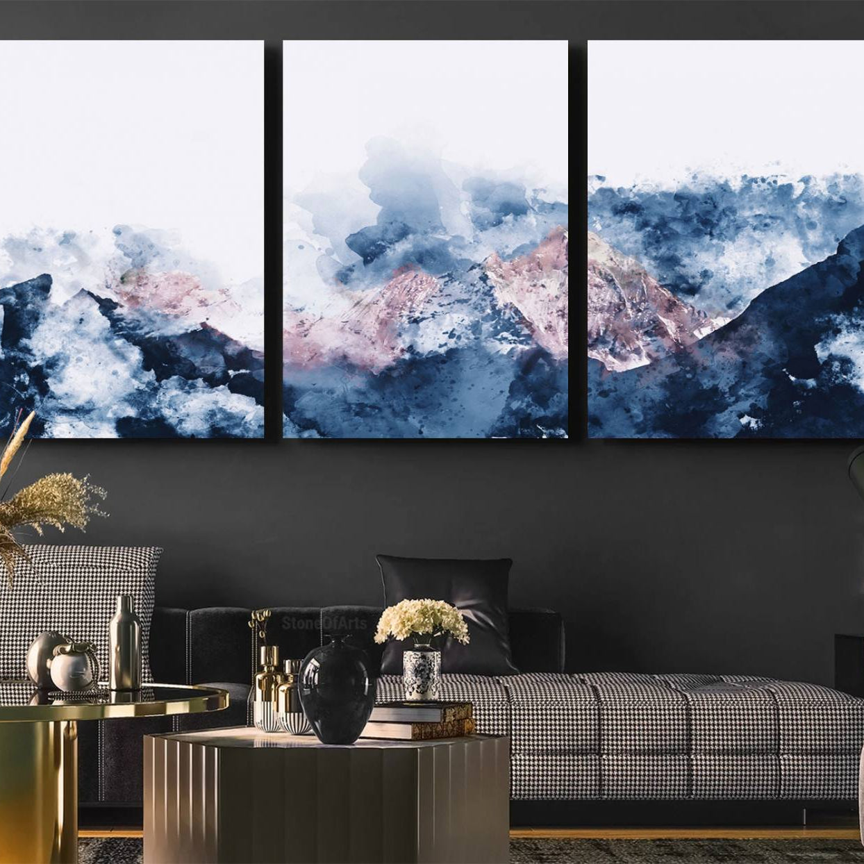 39678-MGV-CV-36X24-Abstract Watercolor Mountain Landscape Art Canvas Print