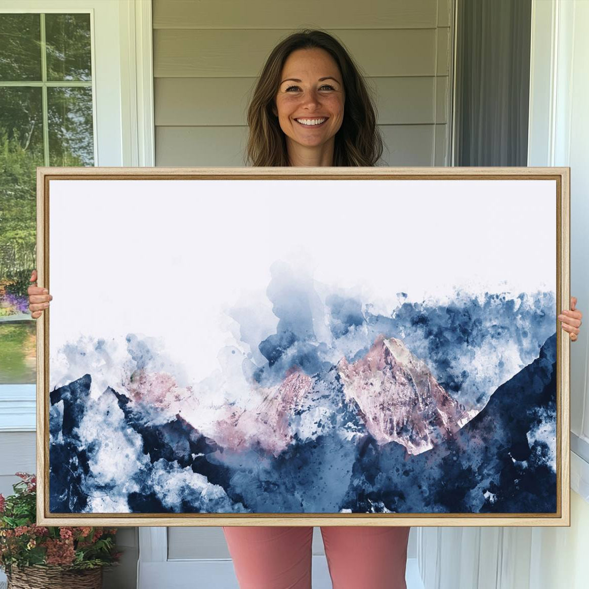 39678-MGV-CV-36X24-Abstract Watercolor Mountain Landscape Art Canvas Print