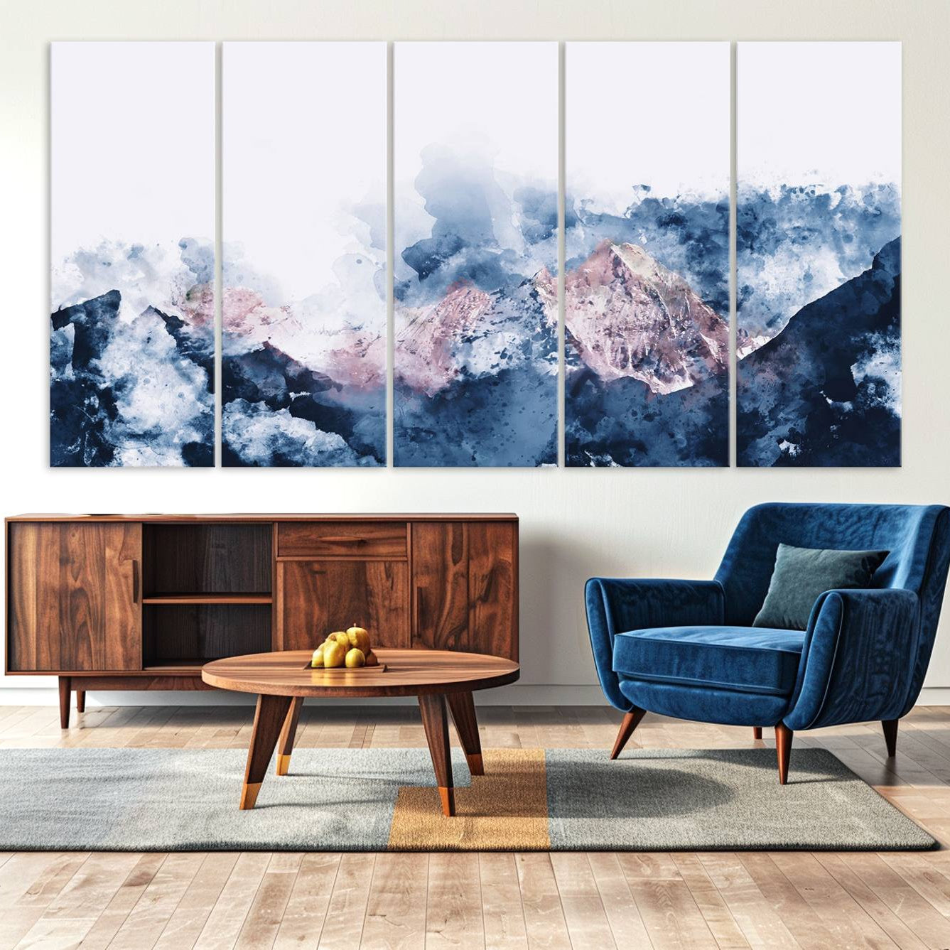 39678-MGV-CV-36X24-Abstract Watercolor Mountain Landscape Art Canvas Print