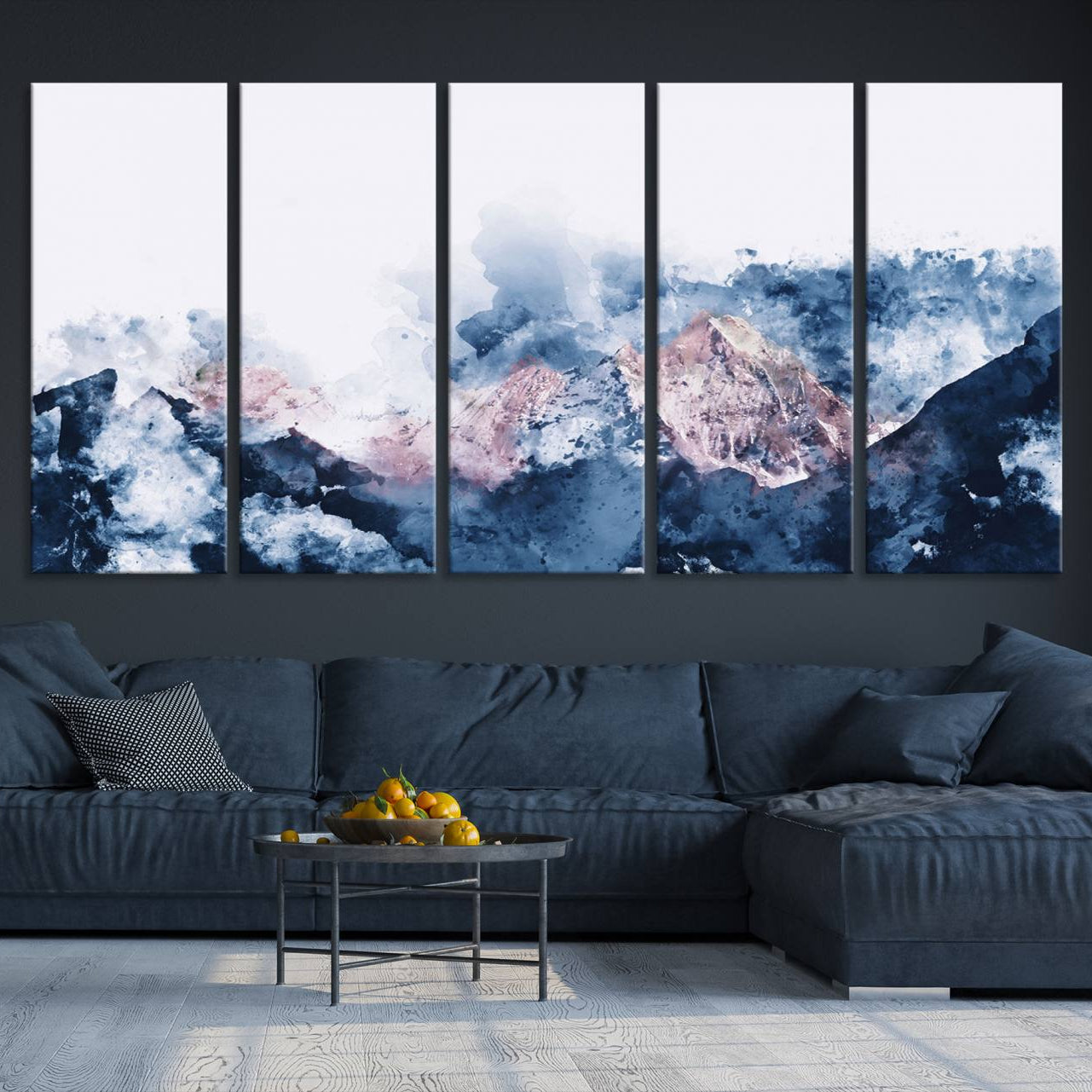 39678-MGV-CV-36X24-Abstract Watercolor Mountain Landscape Art Canvas Print