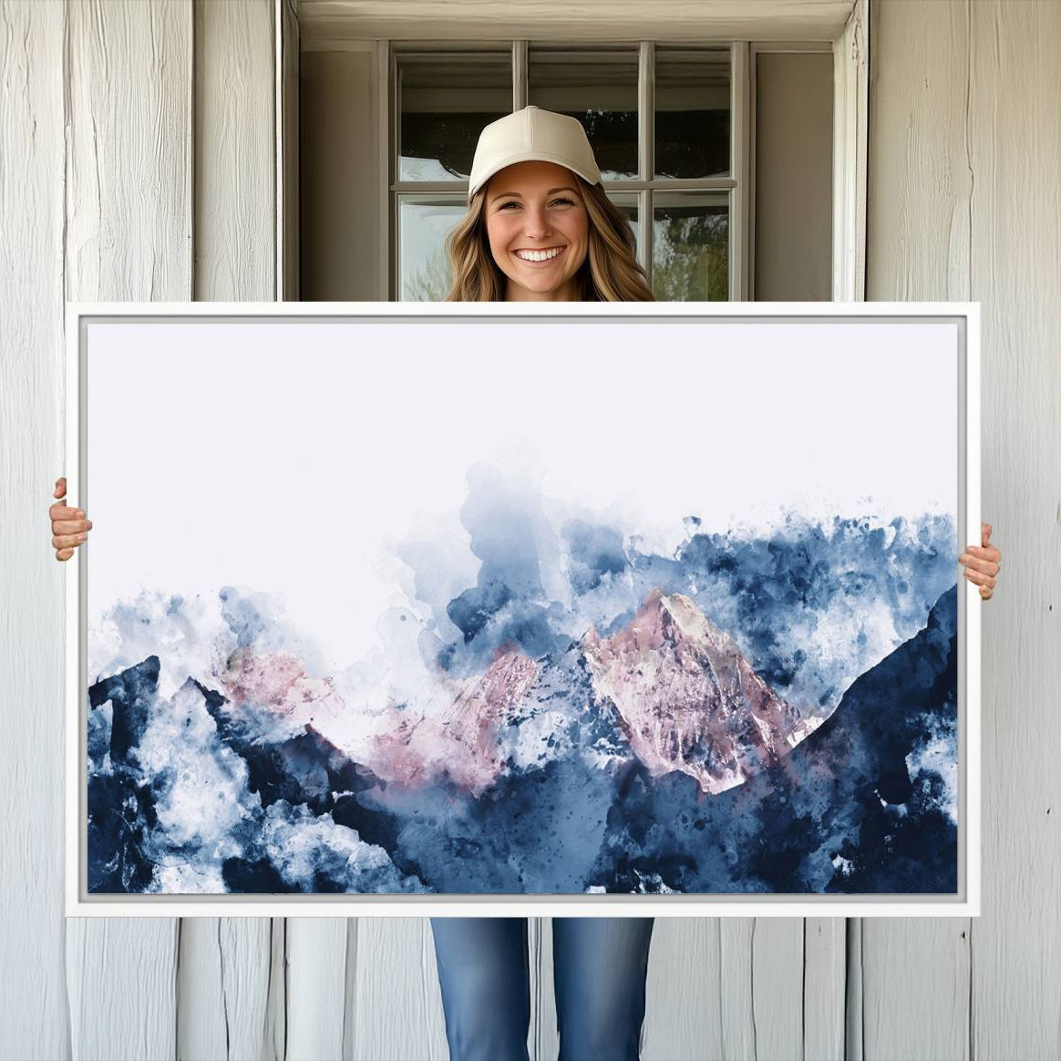 39678-MGV-CV-36X24-Abstract Watercolor Mountain Landscape Art Canvas Print