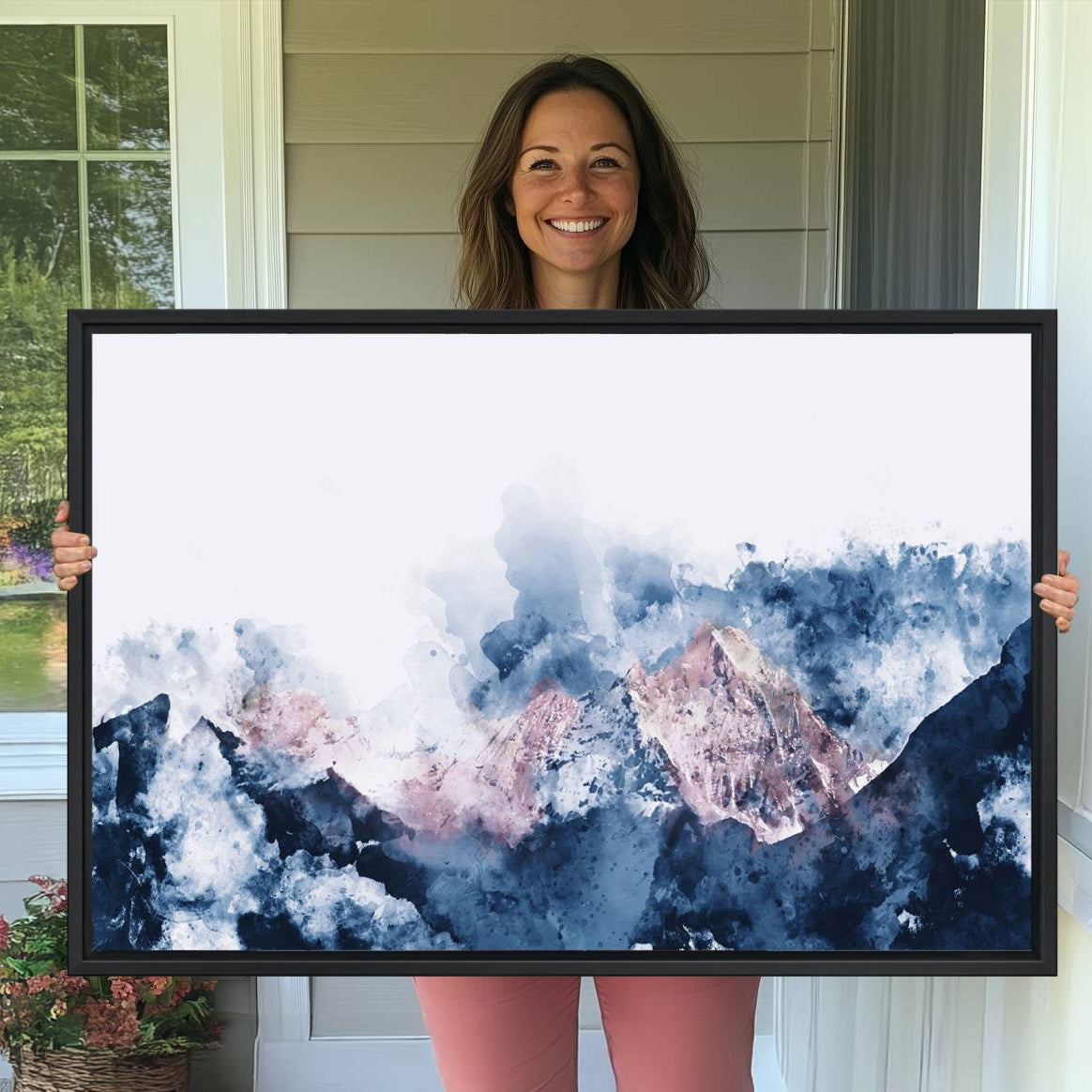 39678-MGV-CV-36X24-Abstract Watercolor Mountain Landscape Art Canvas Print