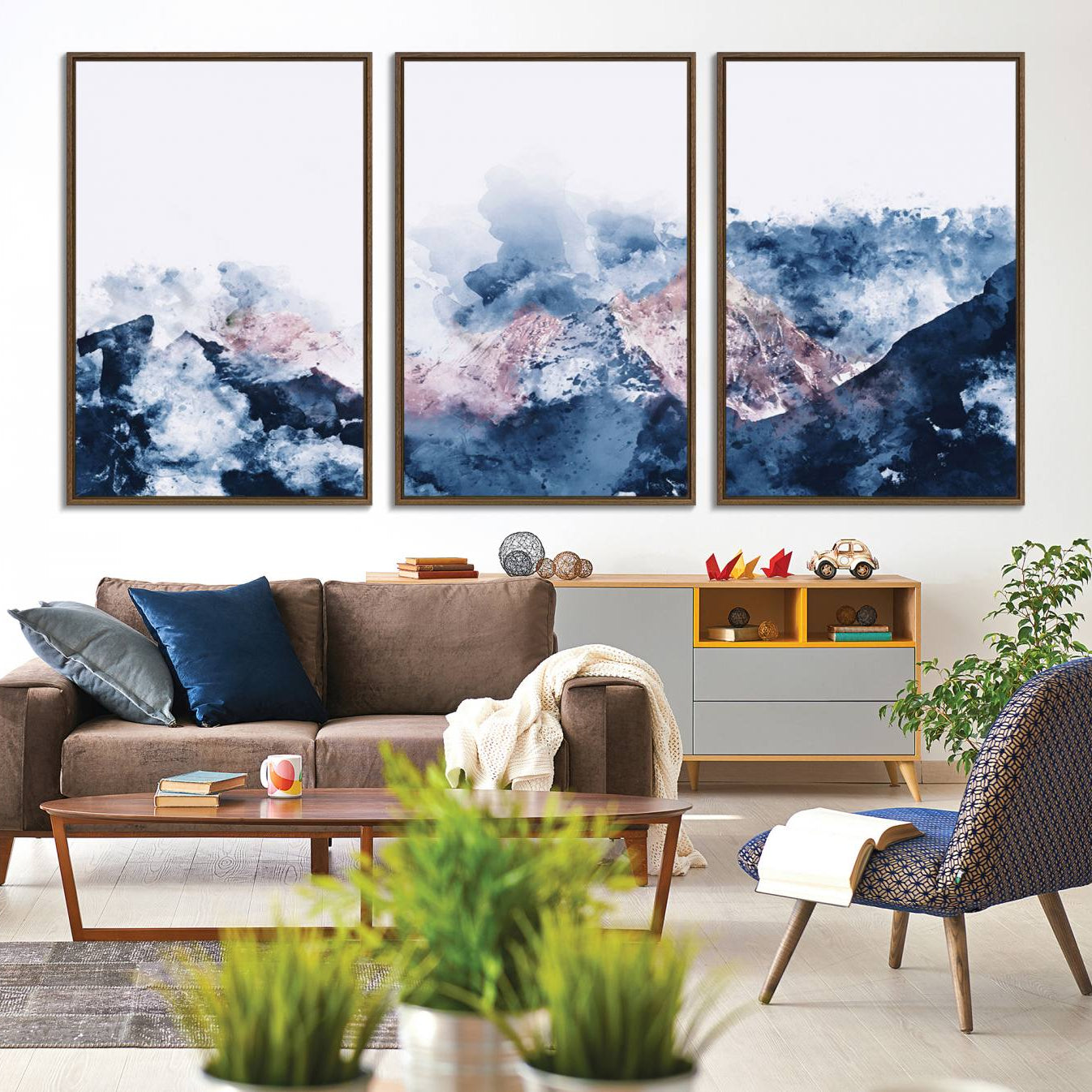 39678-MGV-CV-36X24-Abstract Watercolor Mountain Landscape Art Canvas Print