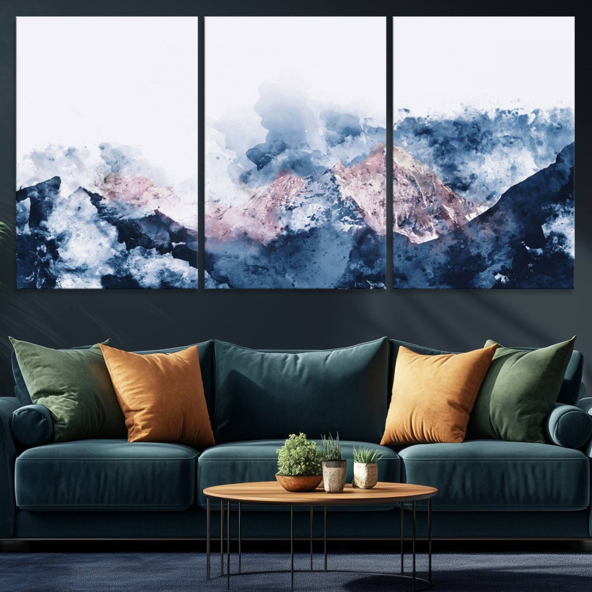 Abstract Watercolor Mountain Landscape Art Canvas Print – MyGreatCanvas ...